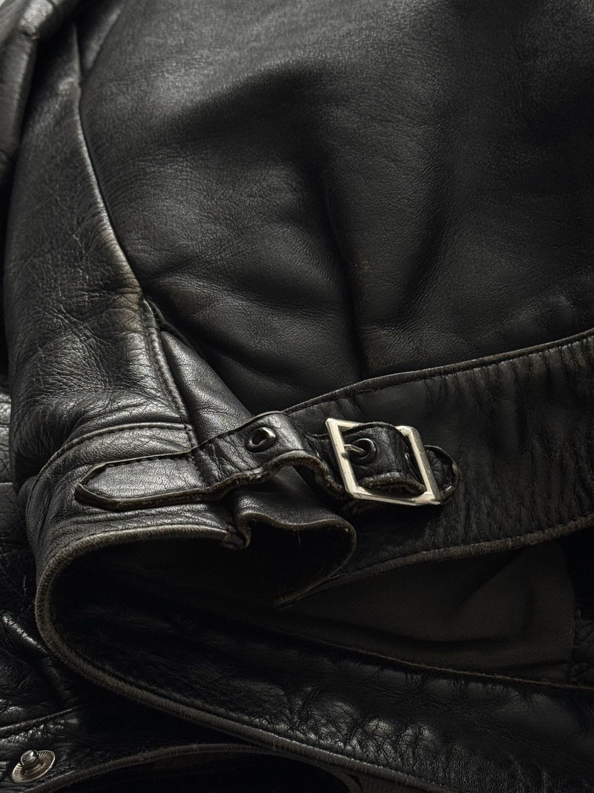 Vintage 1940s Austrian Motorcycle Black Leather Jacket Size US M / EU 48-50 / 2 - 12 Thumbnail