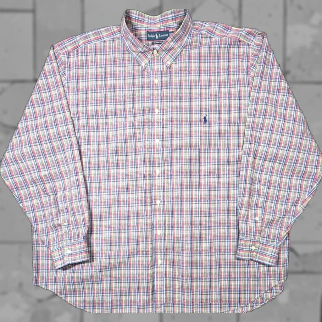 Polo Ralph Lauren Polo Ralph Lauren Button-Up Shirt Multicolor Plaid Poplin Long Sleeve Mens 3XB Big & Tall Button-Down OCBD Polo Shirt Size US XXL / EU 58 / 5 - 1 Thumbnail