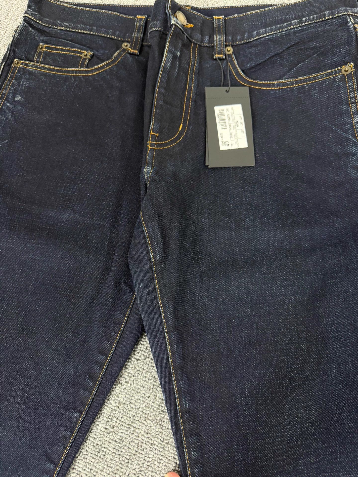 Saint Laurent Paris SLP 21fw D02 navy raw yellow line jeans 31 Size US 31 - 3 Thumbnail