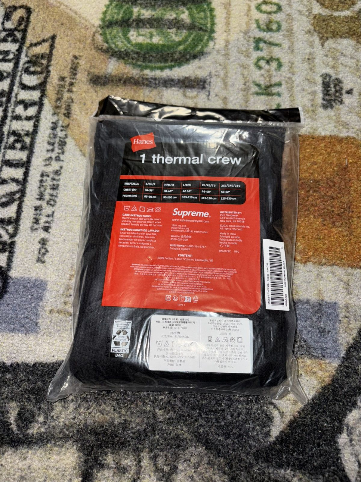 Hanes × Supreme Supreme Hanes Thermal Crew Long Sleeve Size US XL / EU 56 / 4 - 2 Thumbnail