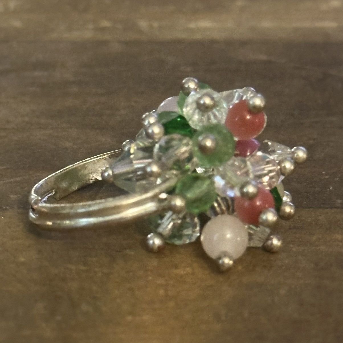 Vintage Vintage silver tone cluster glass bead ring Size ONE SIZE - 5 Thumbnail