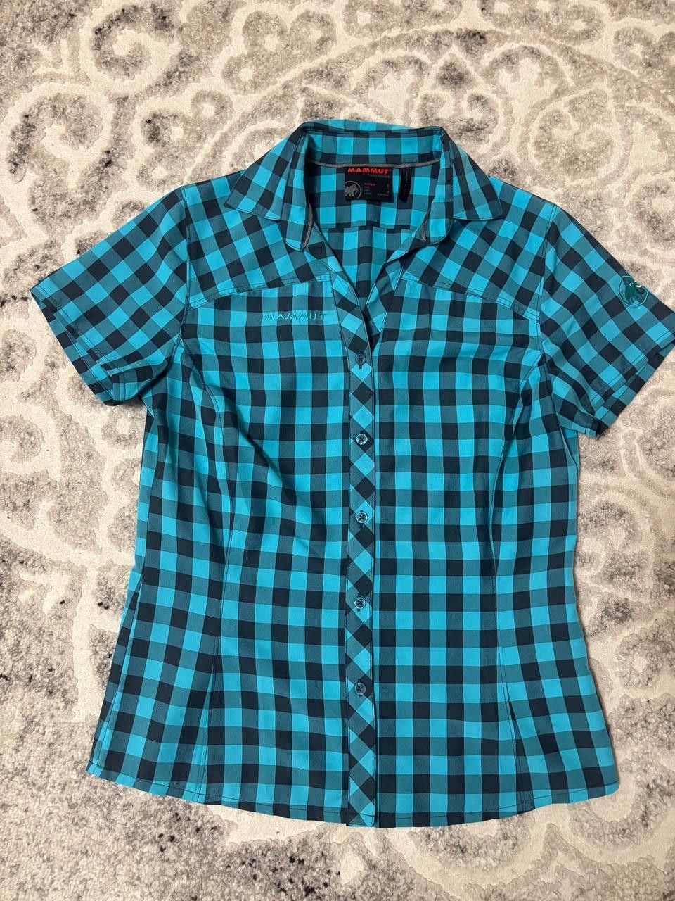 Mammut Mammut Women’s Short Sleeve Check Shirt – Blue/Black – S Size S / US 4 / IT 40 - 9 Thumbnail