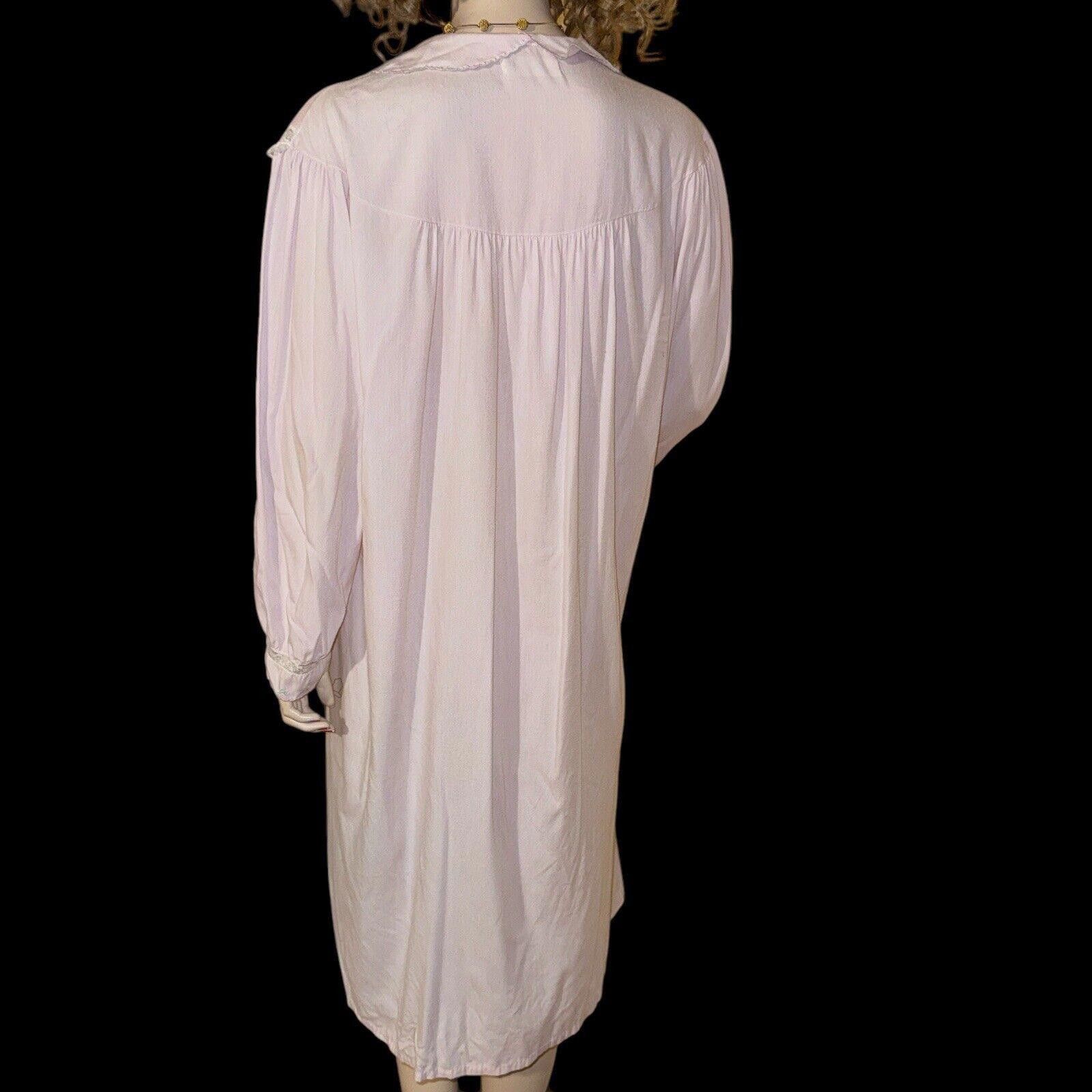 Designer Vtg Pink Barbizon Flannel Pin Tucked Button Up Nightgown L Size ONE SIZE - 8 Thumbnail