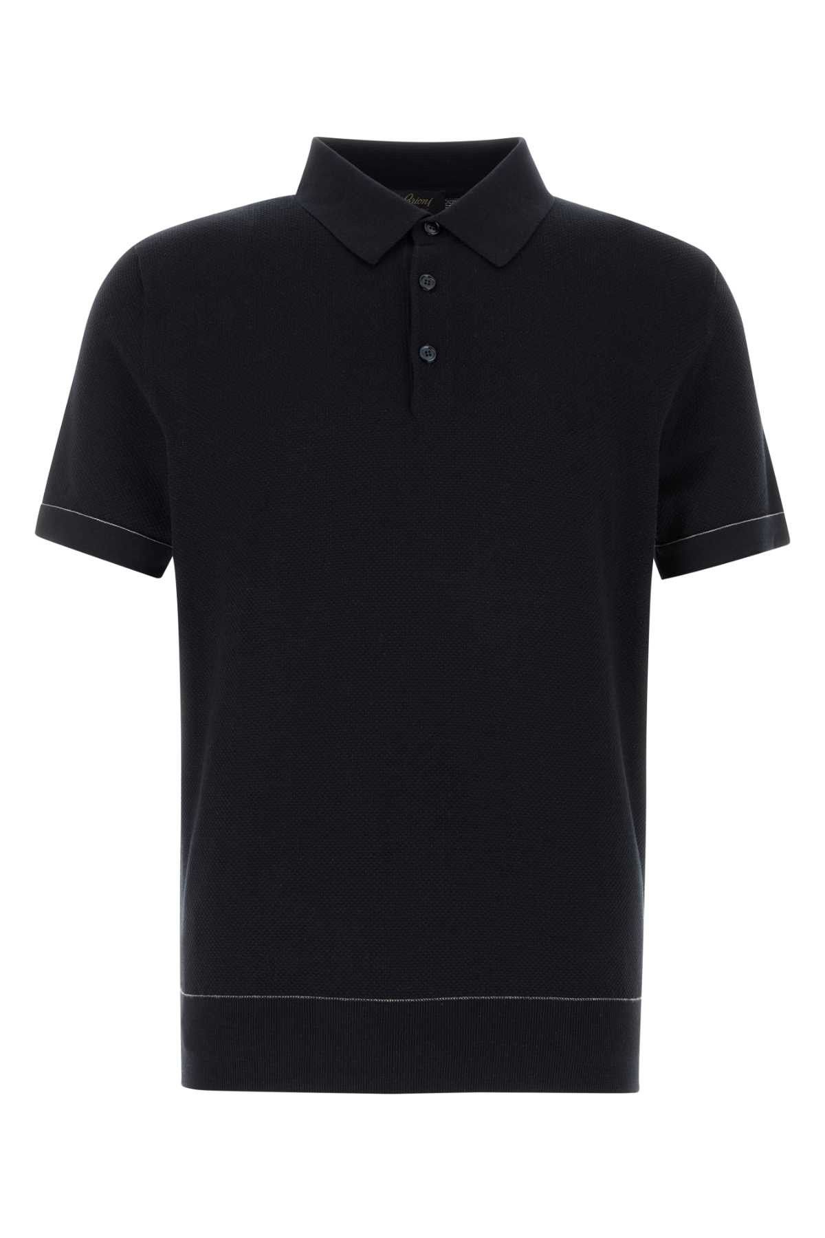Brioni Black Cotton Polo Shirt Size US L / EU 52-54 / 3 - 1 Thumbnail