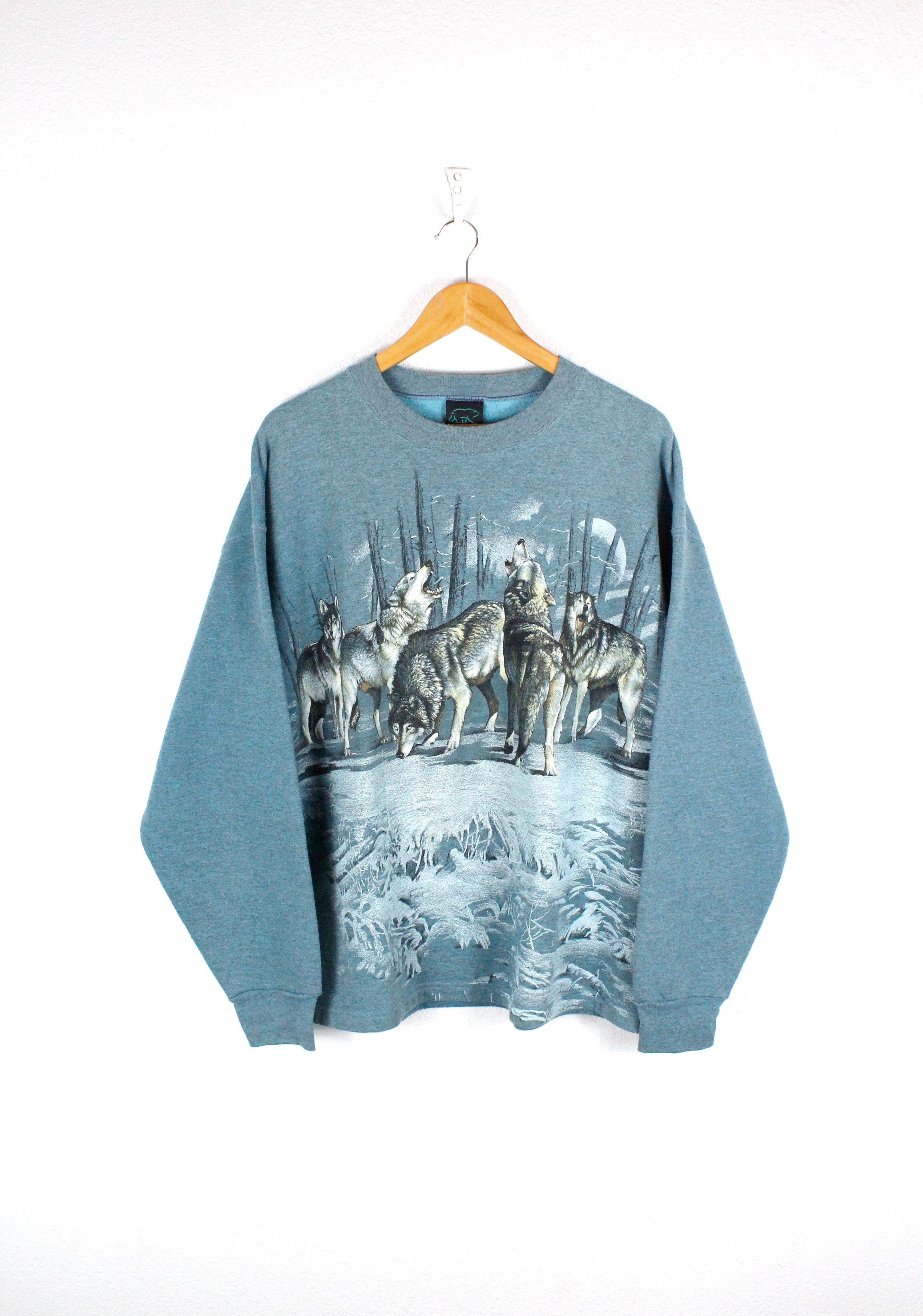 Habitat Vintage Habitat Wolfs Full Printed Sweatshirt XL USA 90s Size US XL / EU 56 / 4 - 1 Thumbnail