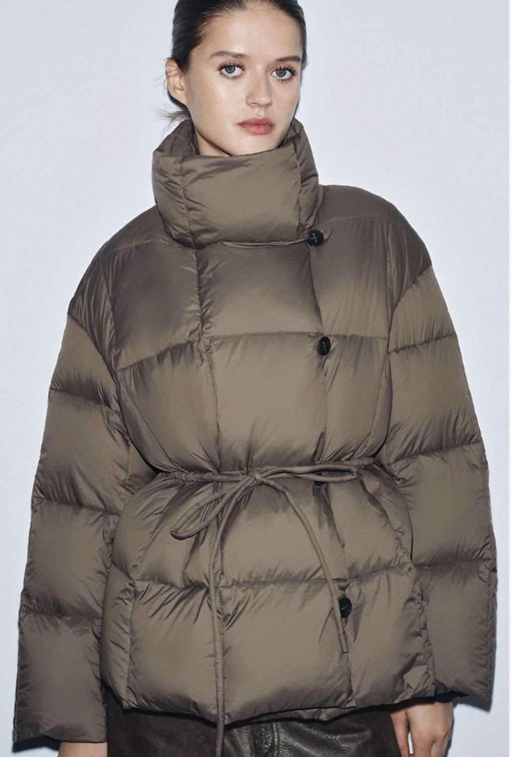 Zara ZARA BELTED SHORT PUFFER JACKET ZW COLLECTION Size L / US 10 / IT 46 - 4 Thumbnail