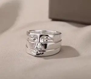 Jewelry × Ring Of Fire Face Finger Rings Silver Face Anatomy Human Head Jewelry Art Size ONE SIZE - 1 Thumbnail
