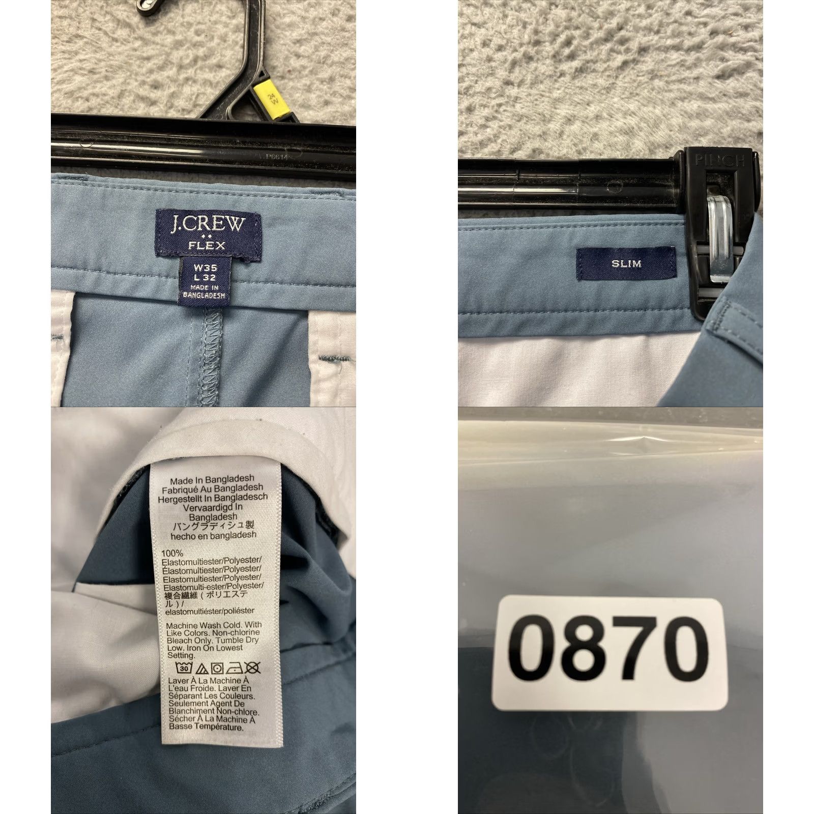 J.Crew J.CREW Chino Pants Mens 35x32 Glacier Stretch Pockets Casual Slim Fit /0870 Size US 35 - 8 Thumbnail