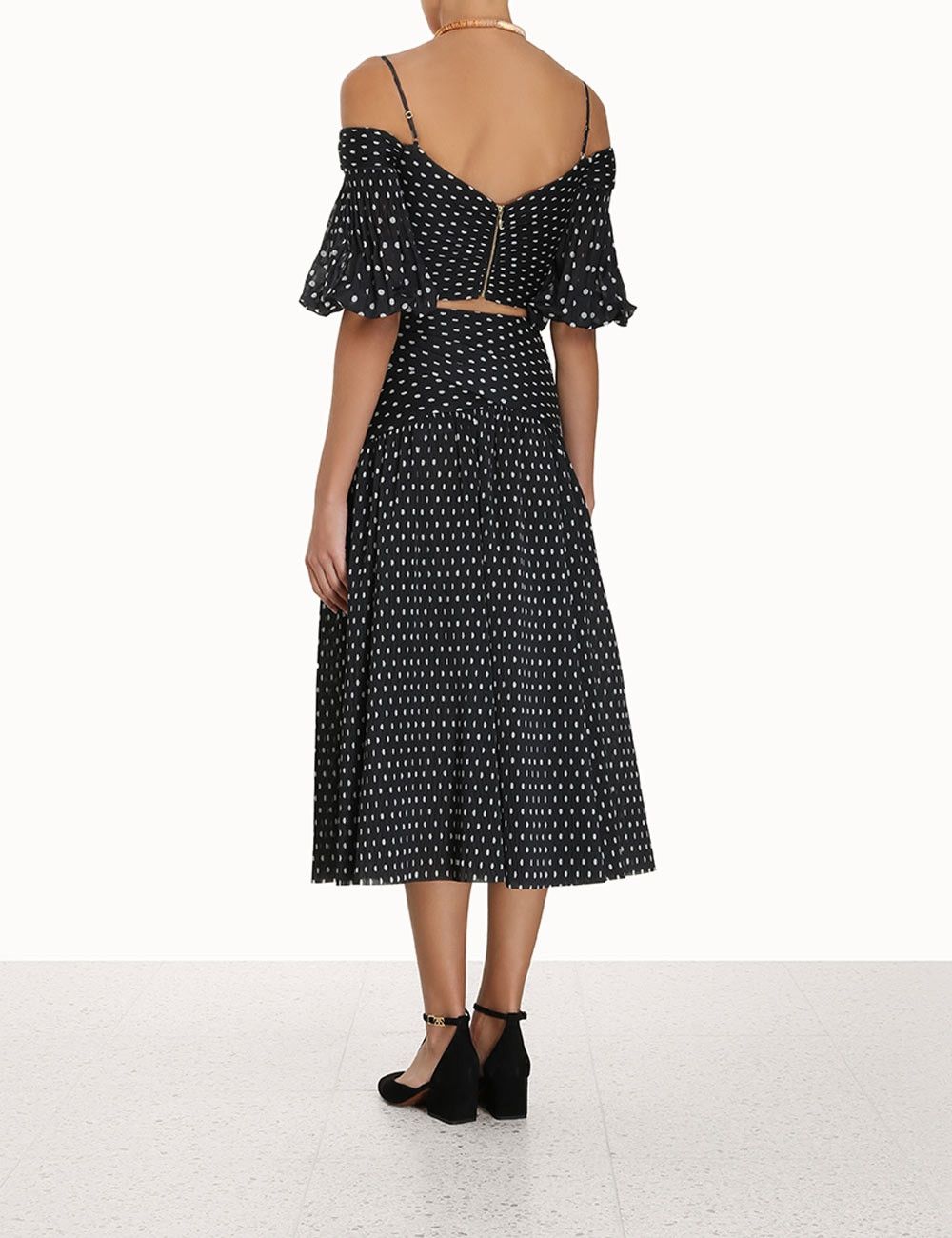 Zimmermann oc11z0425 Pleated Midi Skirt in Black/White Size 28" / US 6 / IT 42 - 3 Thumbnail