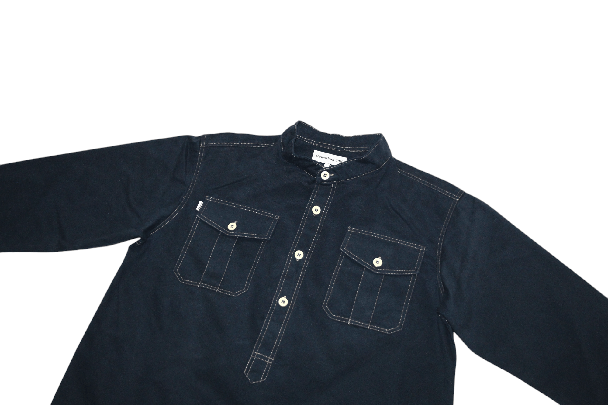 Garment Reproduction of Workers Reworked 348 military & workwear redesigned denim overshirt Size US L / EU 52-54 / 3 - 14 Thumbnail