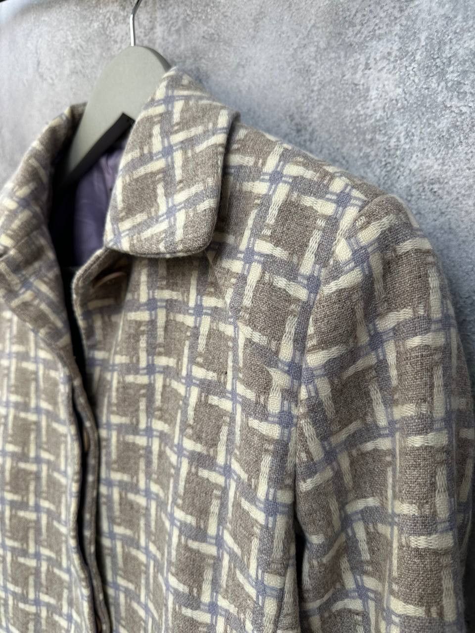 Reiss Reiss Coat 100% Wool Beige & White Geometric Lined Size S / US 4 / IT 40 - 6 Thumbnail