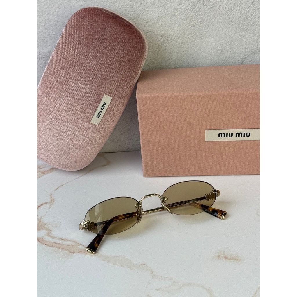 Miu Miu NEW Miu Miu MU A54S Rimless Sunglasses in Gold Yellow $578 Size ONE SIZE - 2 Thumbnail