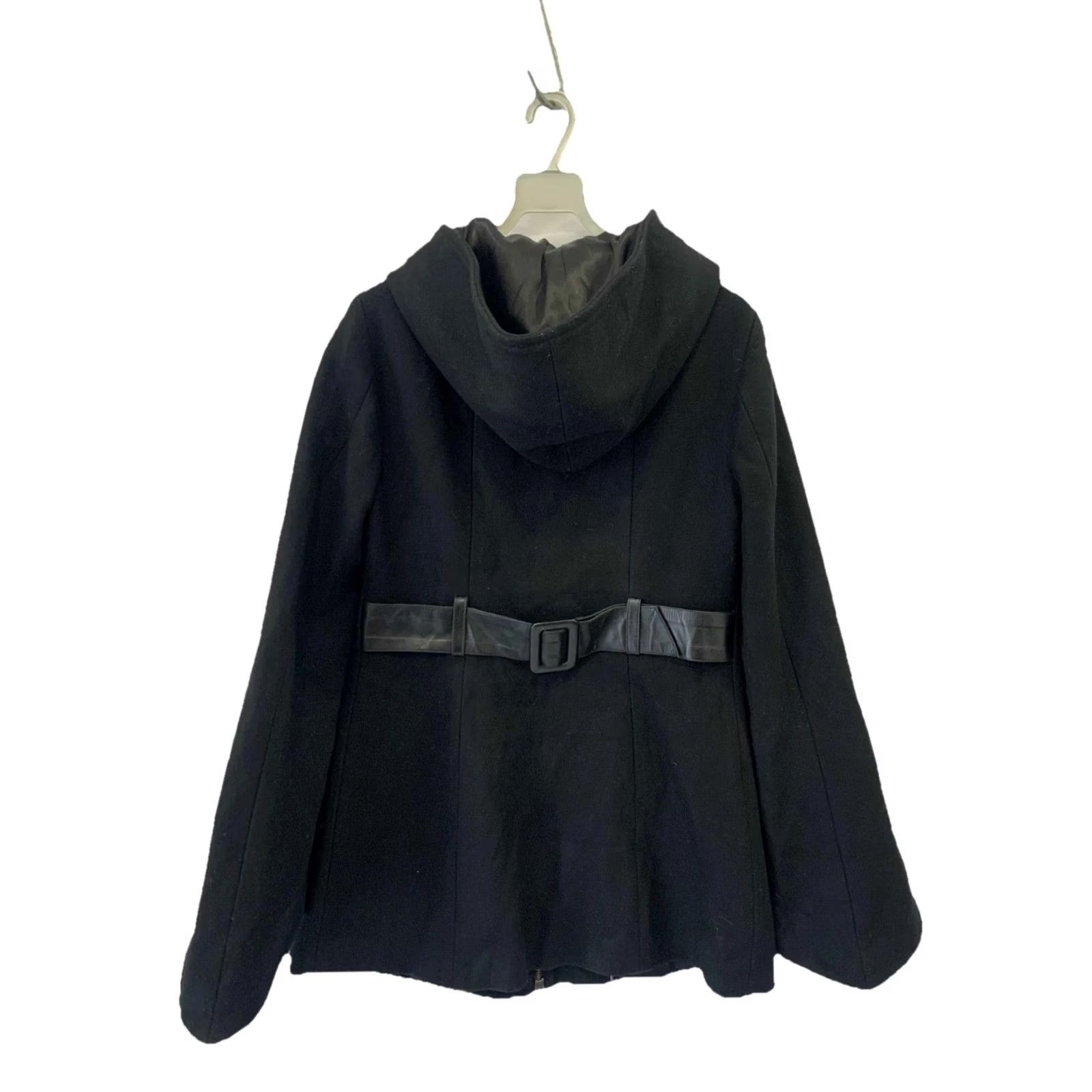 Mackage Mackage Women’s Black Wool Coat Jacket Hooded Leather Trim XS #Z7 Size XS / US 0-2 / IT 36-38 - 2 Thumbnail
