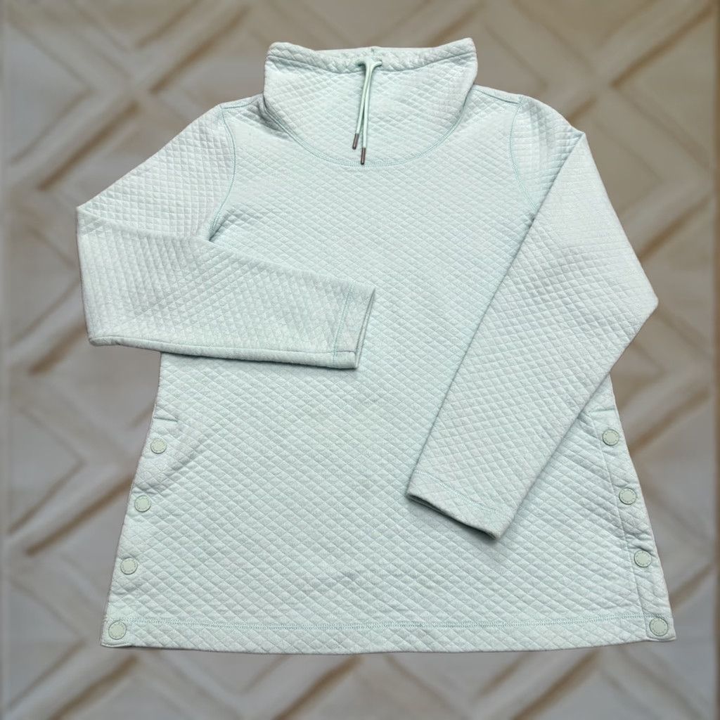 Vintage L.L. Bean Quilted Pullover Funnel Neck Sweatshirt Womens Small Light Blue Tunic Size S / US 4 / IT 40 - 1 Thumbnail