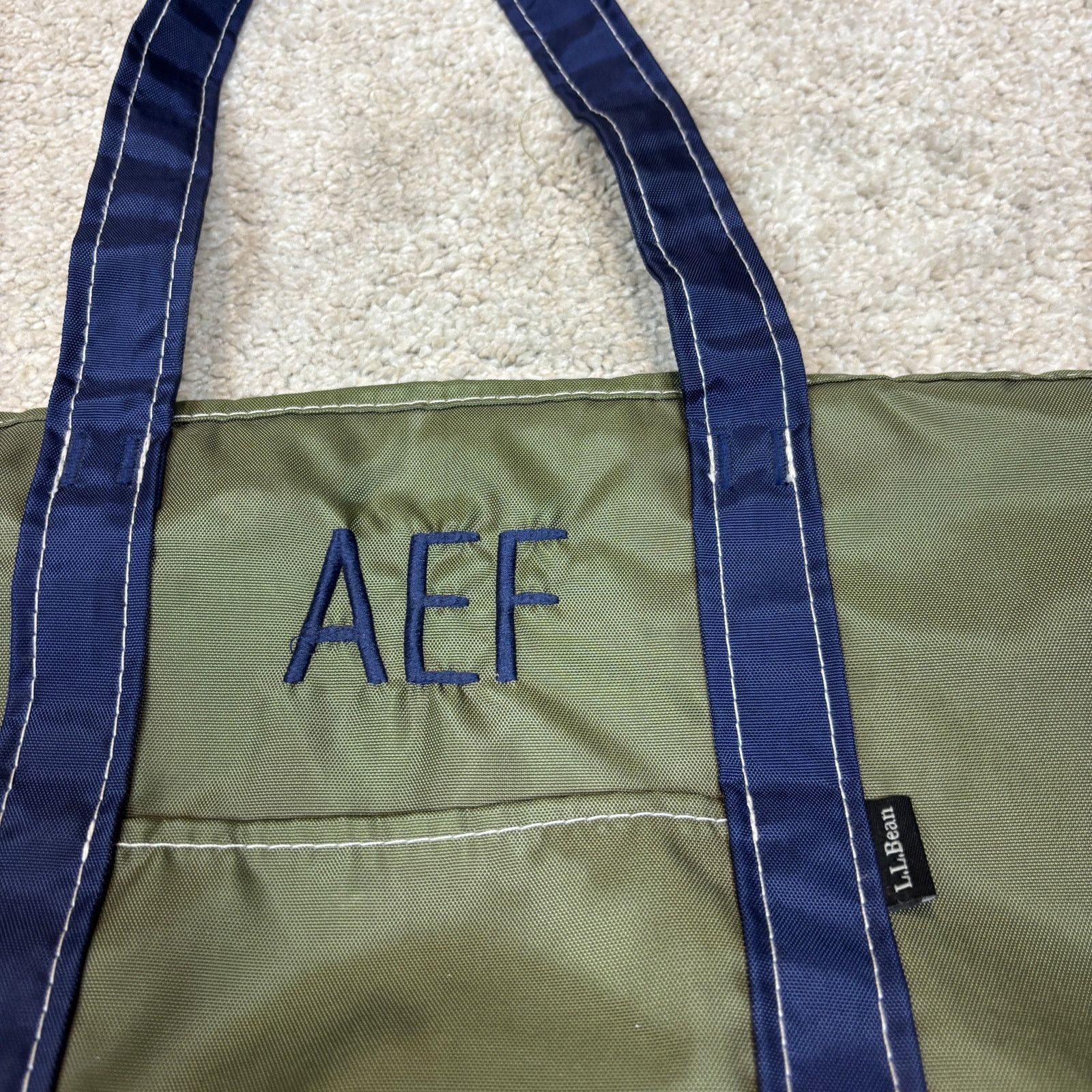 L.L. Bean LL Bean Nylon Boat and Tote Bag Navy Green Rare 23x15" Size ONE SIZE - 9 Thumbnail