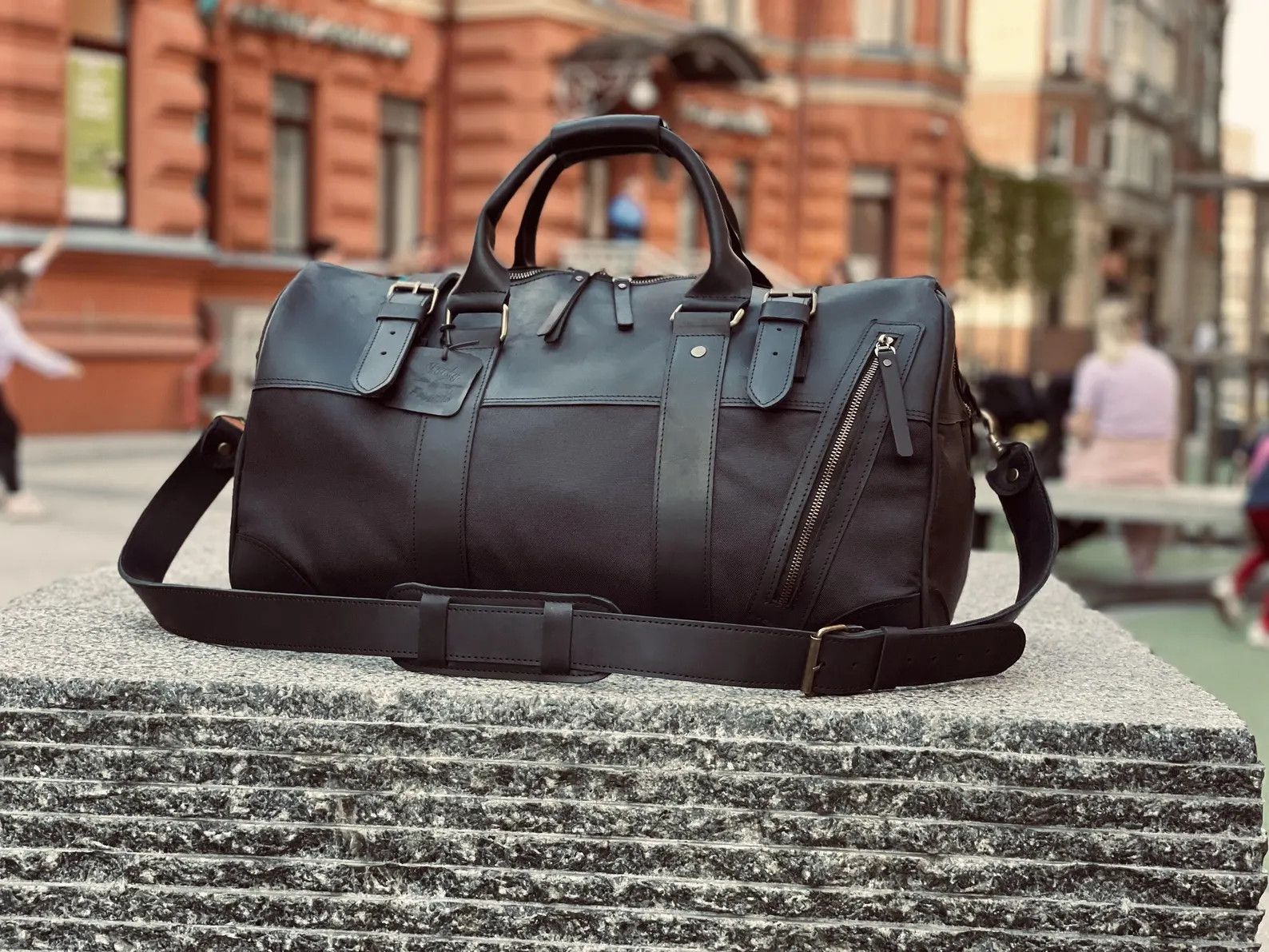 Handmade Genuine leather and thick canvas. Leather Weekender Size ONE SIZE - 1 Thumbnail