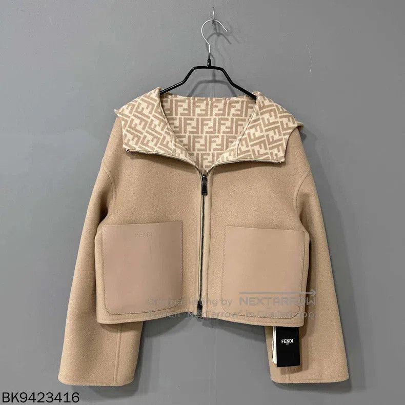 Fendi Fendi Khaki-colored mixed fur and leather reversible cashm Size XXS / US 00 / IT 34 - 1 Thumbnail