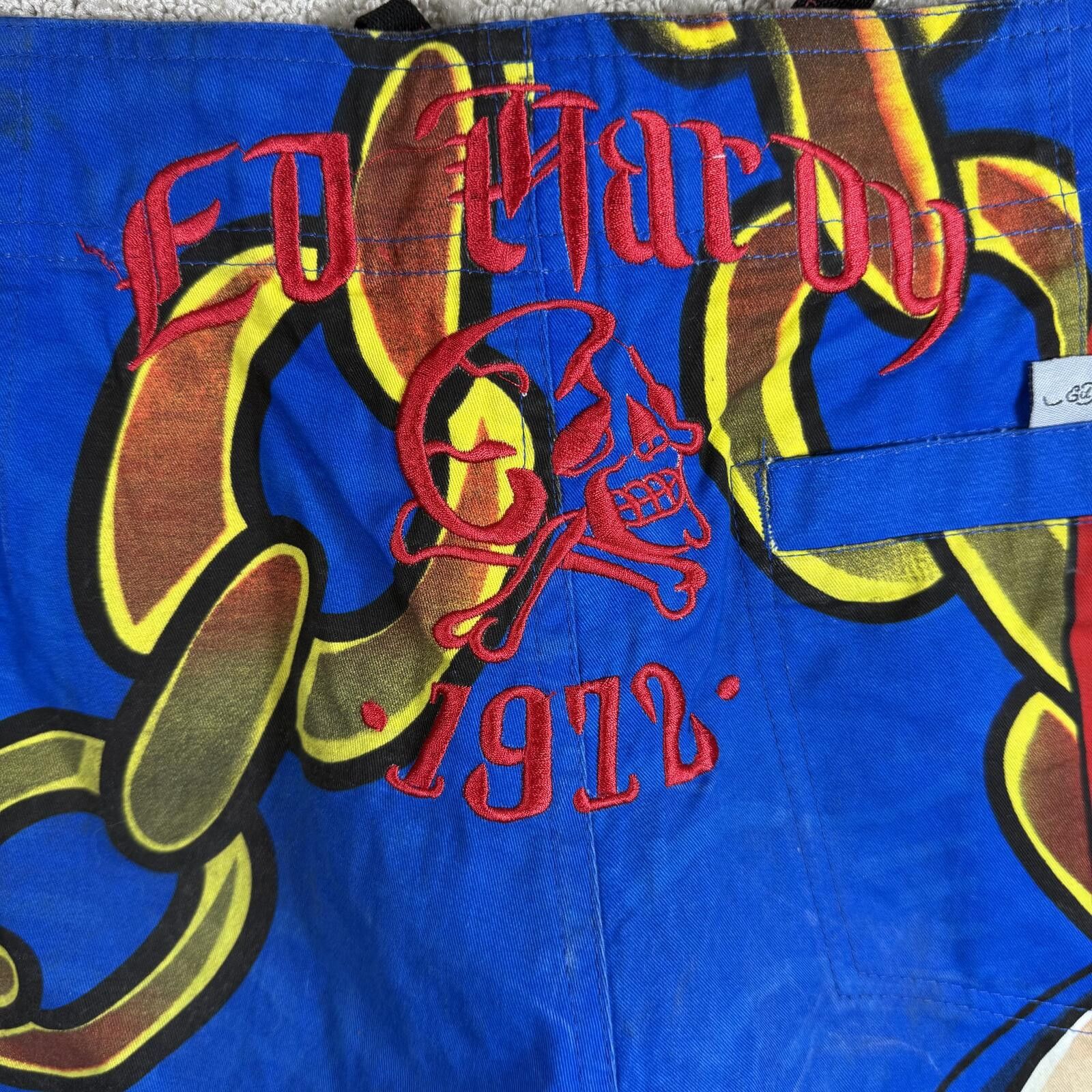 Ed Hardy Y2K Ed Hardy Bulldog Chain Board Shorts XL Size US 36 / EU 52 - 6 Thumbnail