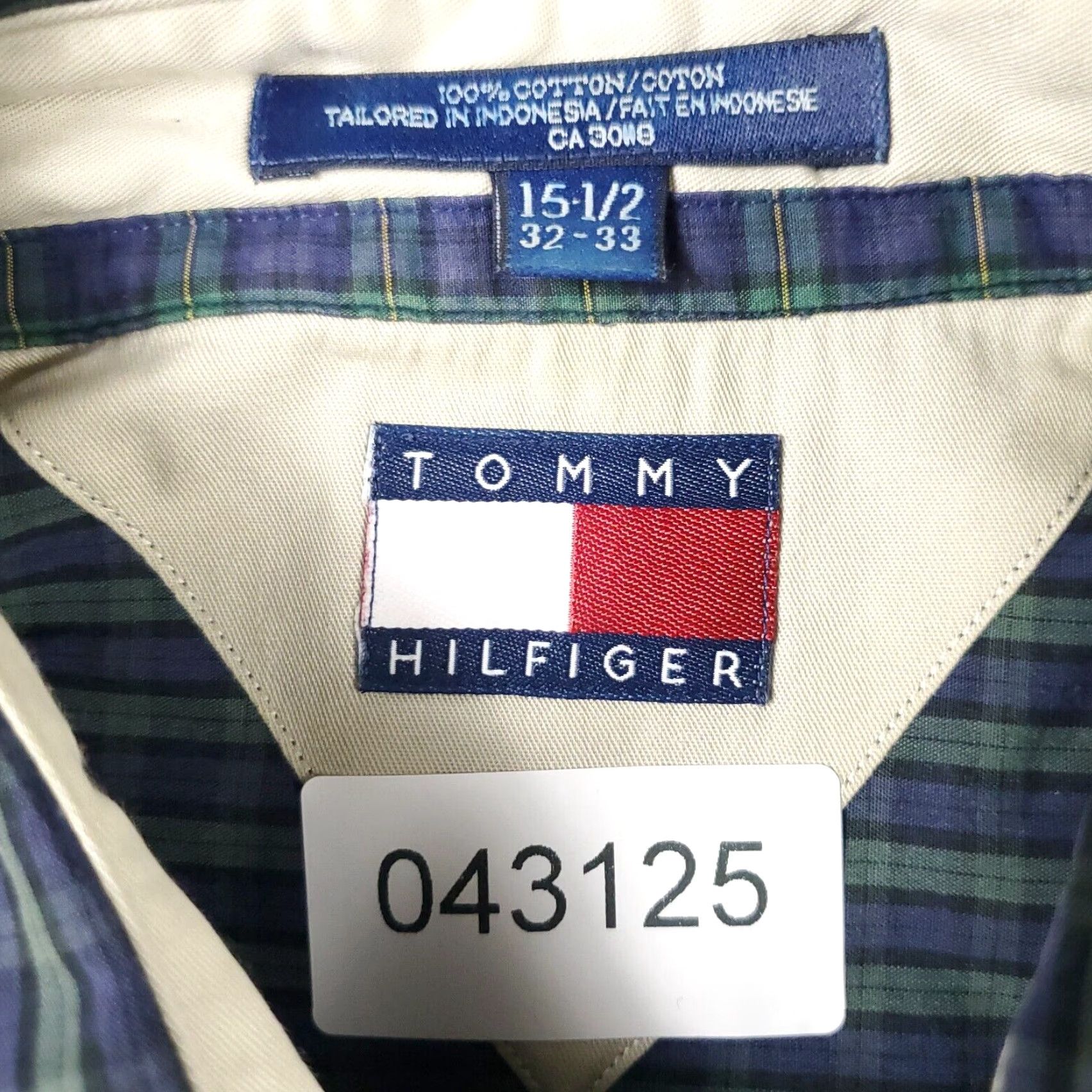Tommy Hilfiger Tommy Hilfiger Dress Shirt Mens 15.5 Green Purple Plaid Long Sleeve Button Up Casual Business Size 40R - 7 Thumbnail