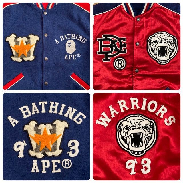 Bape 🔥Reversible🔥 BAPE Logo Melton Wool Varsity Jacket Kanye NIGO Size US XL / EU 56 / 4 - 7 Thumbnail
