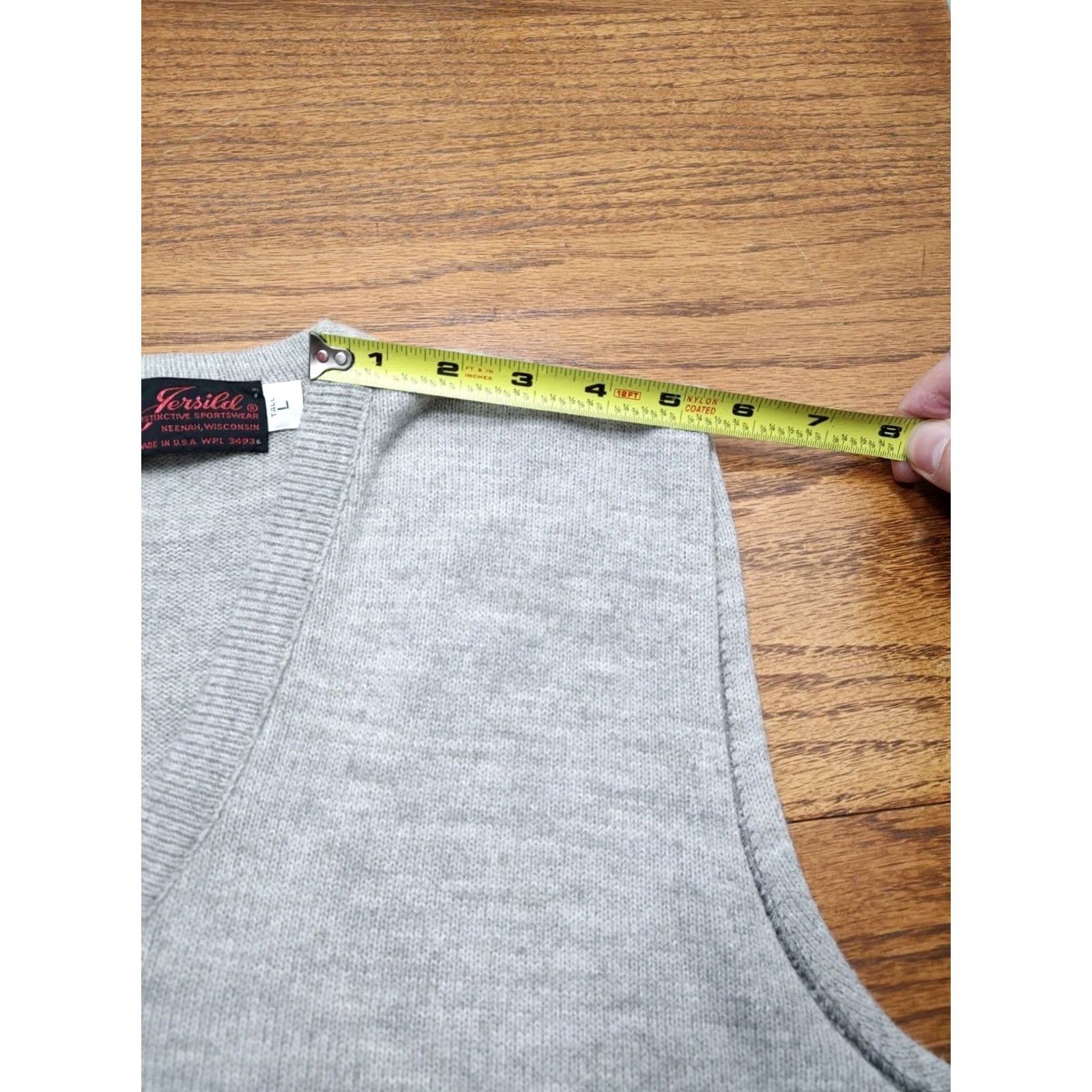 Vintage VINTAGE Jersild Sweater Vest Wool Acrylic Mens LT Tall Gray 90s USA Preppy Lightweight Knit V-Neck Sleeveless Size US L / EU 52-54 / 3 - 7 Thumbnail