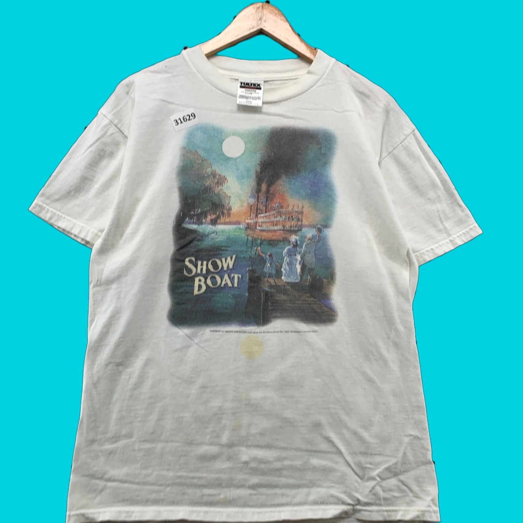 Tultex VINTAGE Show Boat Shirt White Mens L Movie TEE 90s Tultex Short Sleeve Size US L / EU 52-54 / 3 - 1 Thumbnail