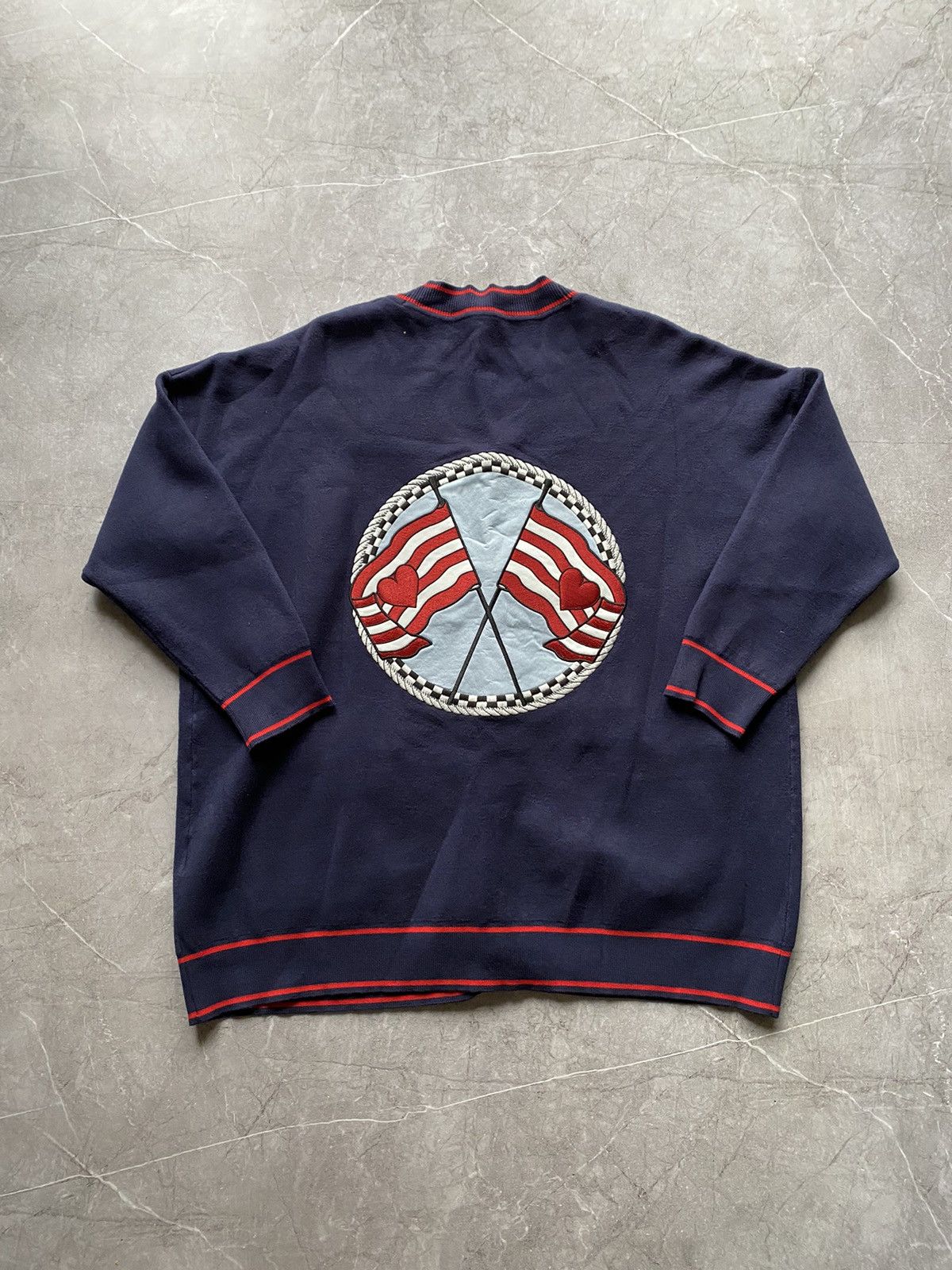 Sandro Sandro Paris Heavy Oversized Embroidered Navy Blue Cardigan Size XS / US 0-2 / IT 36-38 - 4 Thumbnail