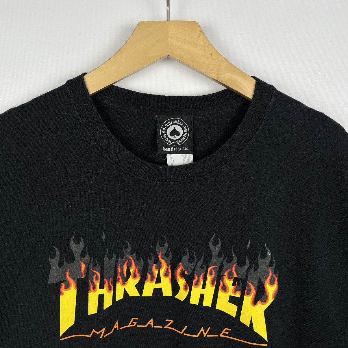 Thrasher Vintage Thrasher magazine flame big logo tee 90’s Size US L / EU 52-54 / 3 - 2 Thumbnail