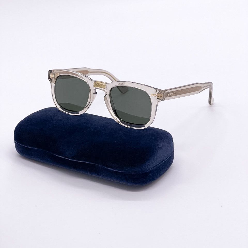 image of New Gucci Sunglasses Gg0182S 007 Clear Green Unisex Square, Men's