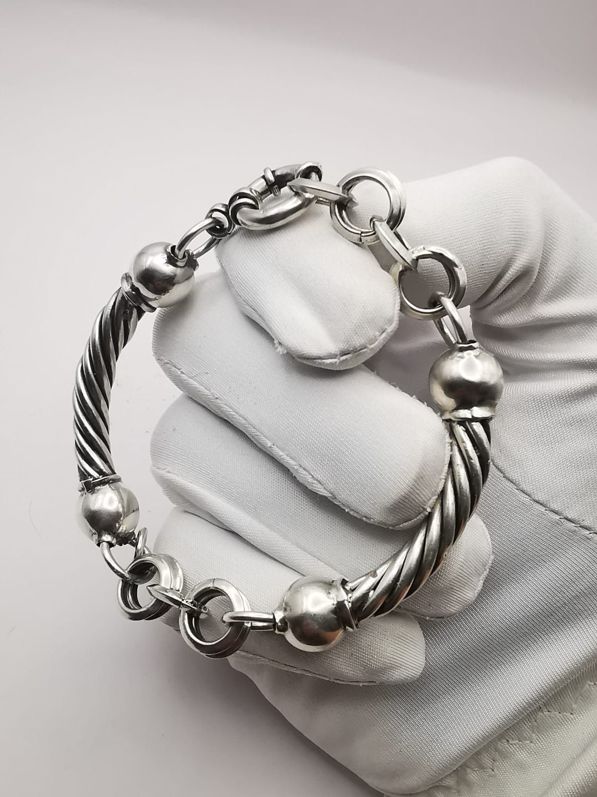 Sterling Silver Vintage jewelry Bracelet 925 Sterling Silver 30,6g Size ONE SIZE - 7 Thumbnail