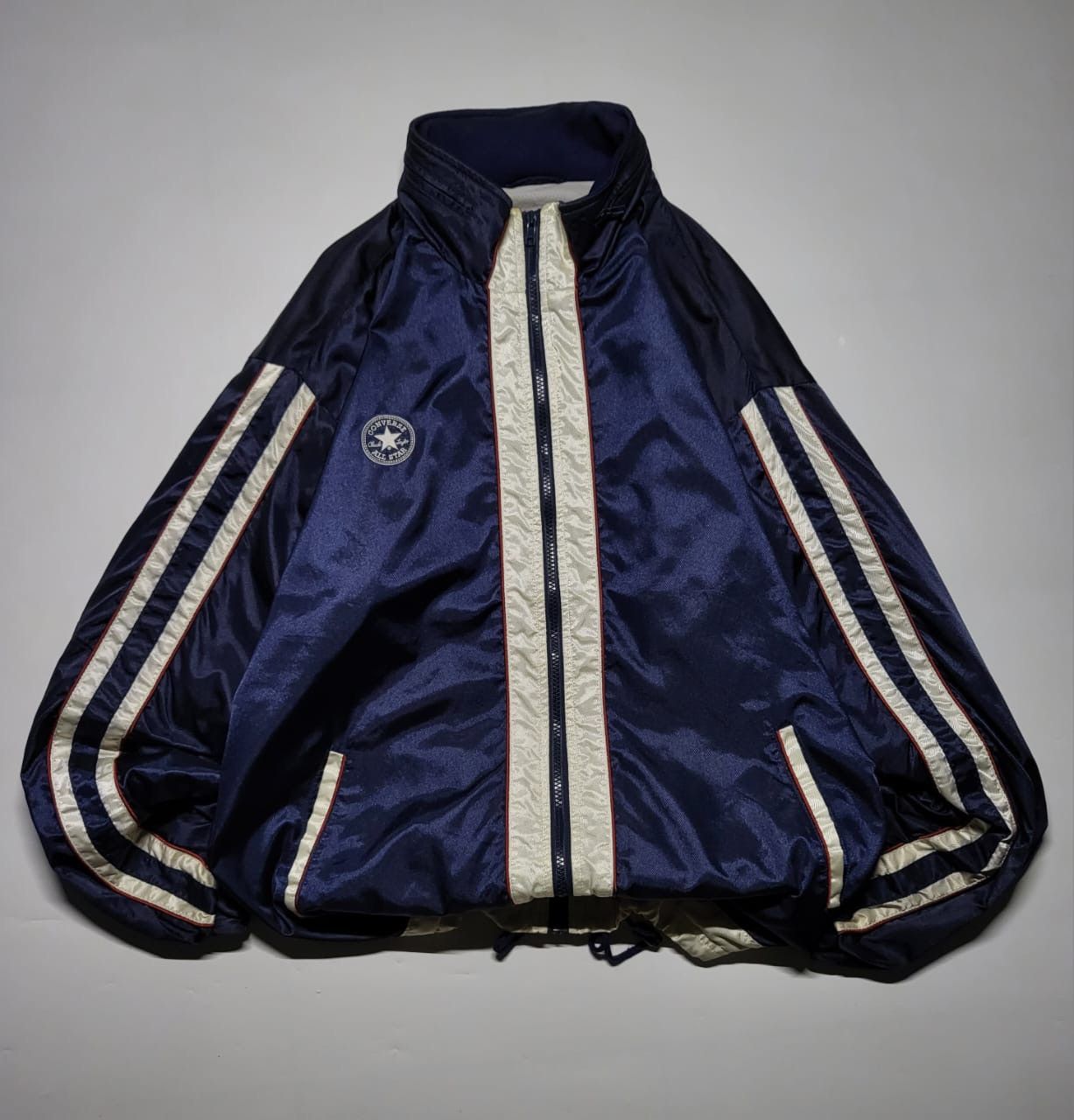 Converse × Vintage Converse navy metallic biglogo Windbreaker Jacket Size US L / EU 52-54 / 3 - 16 Thumbnail
