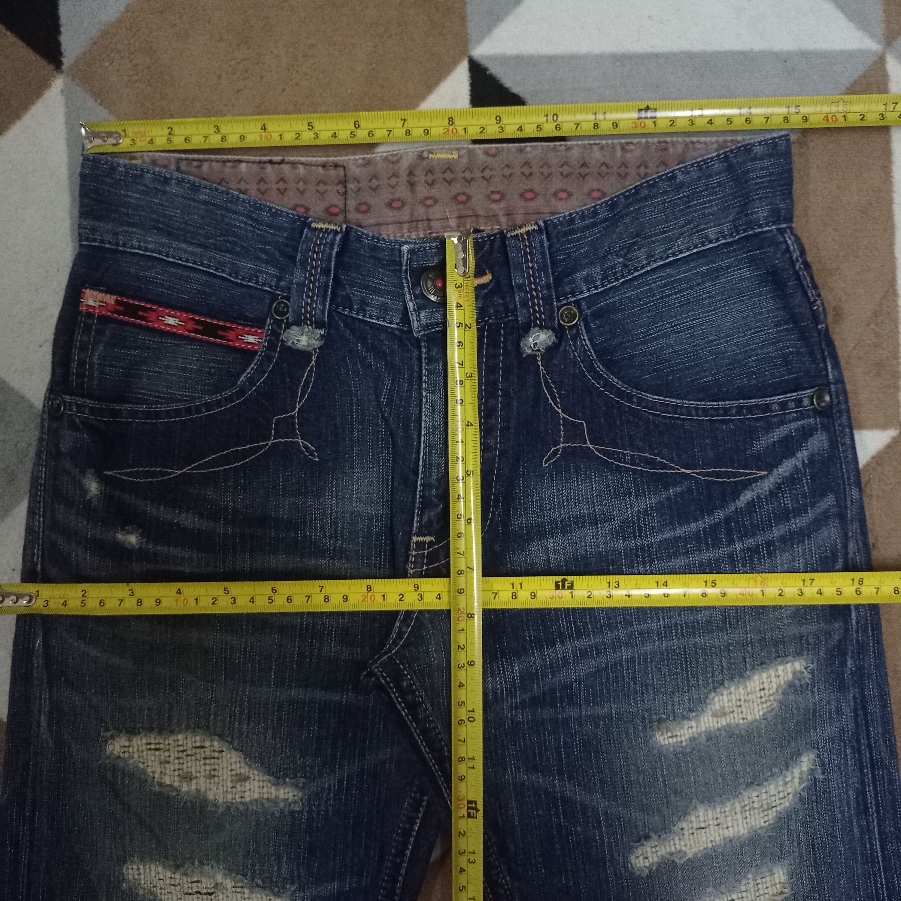 Edwin Exclusive Vintage Edwin XV Blue Wash Distressed Loose Jeans Size US 30 / EU 46 - 7 Thumbnail