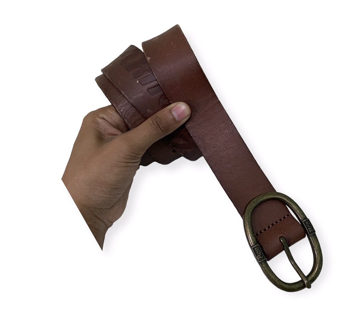 image of Rodeo Crown Leather Buckle Belt in Brown, Men's