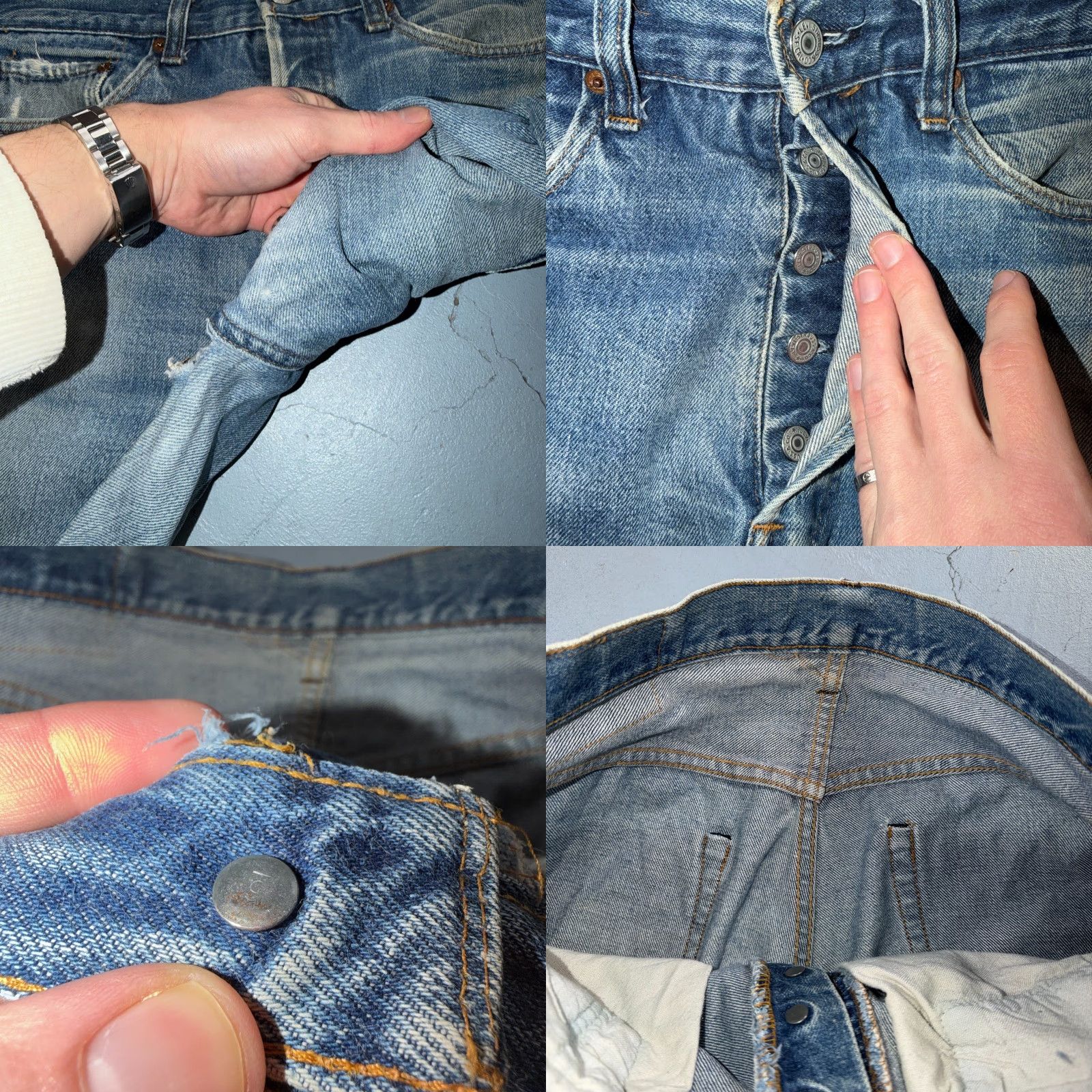 Levi's VINTAGE Levi's 501 Jeans Regular 34x36 Light Wash Blue Denim USA 80s 90s Distressed Mens Straight Cotton Size US 34 / EU 50 - 9 Thumbnail
