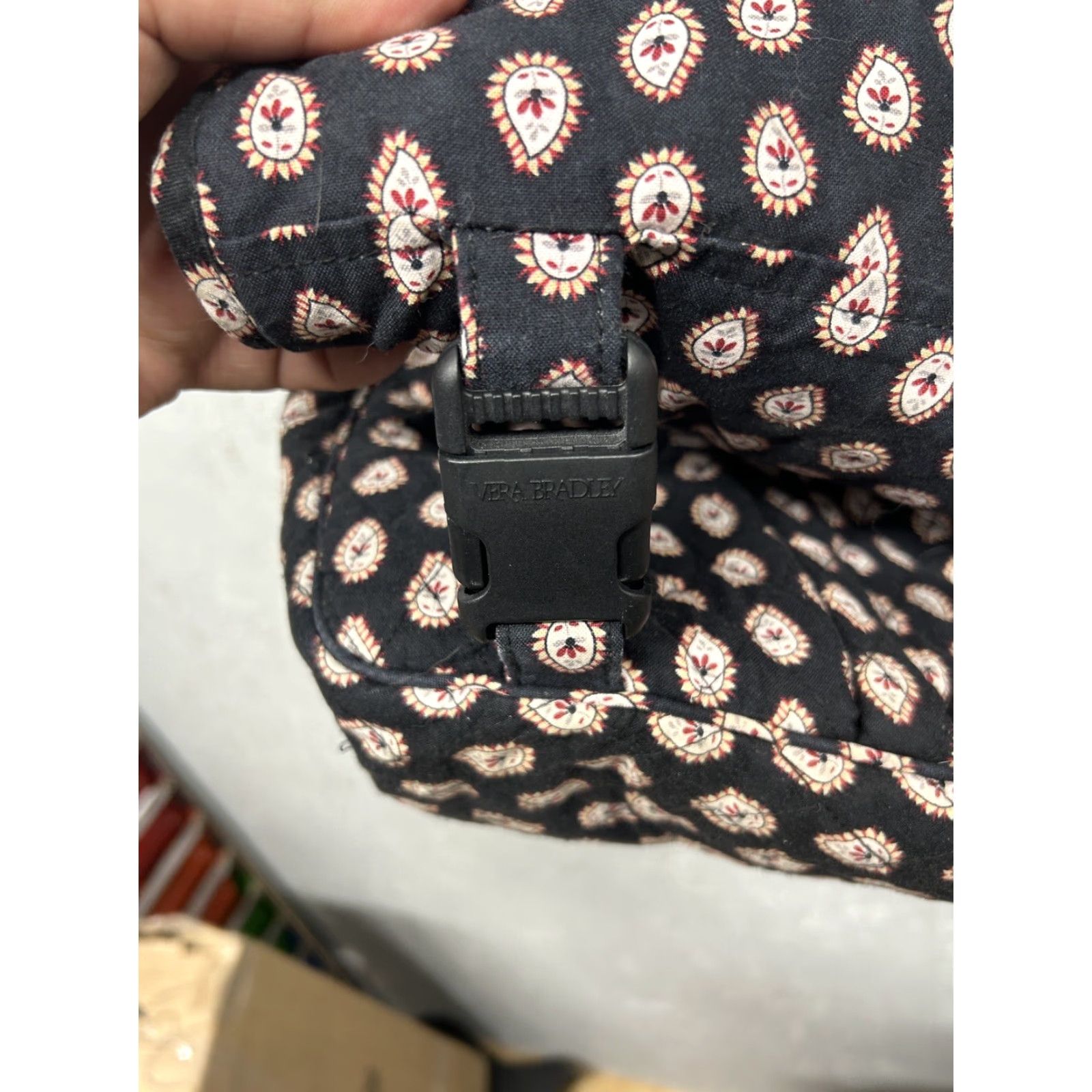 Vintage Vera Bradley Crossbody Messenger Bag Black Paisley Women’s Purse Medium Size ONE SIZE - 7 Thumbnail