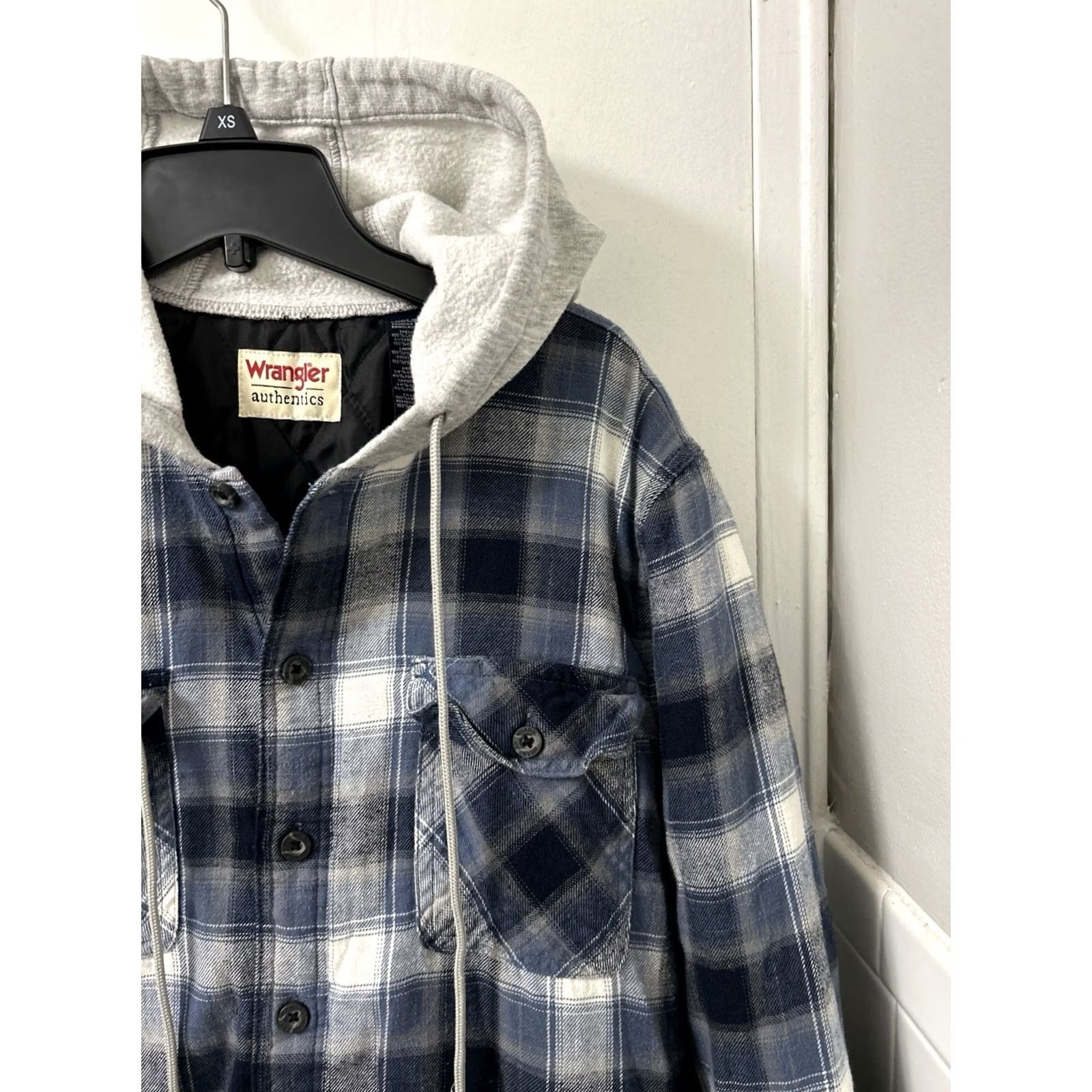 Wrangler Wrangler Authentics Shirt Jacket Mens S Blue Plaid Flannel Hooded Quilted Lined 3-in-1 Jacket Size US S / EU 44-46 / 1 - 4 Thumbnail