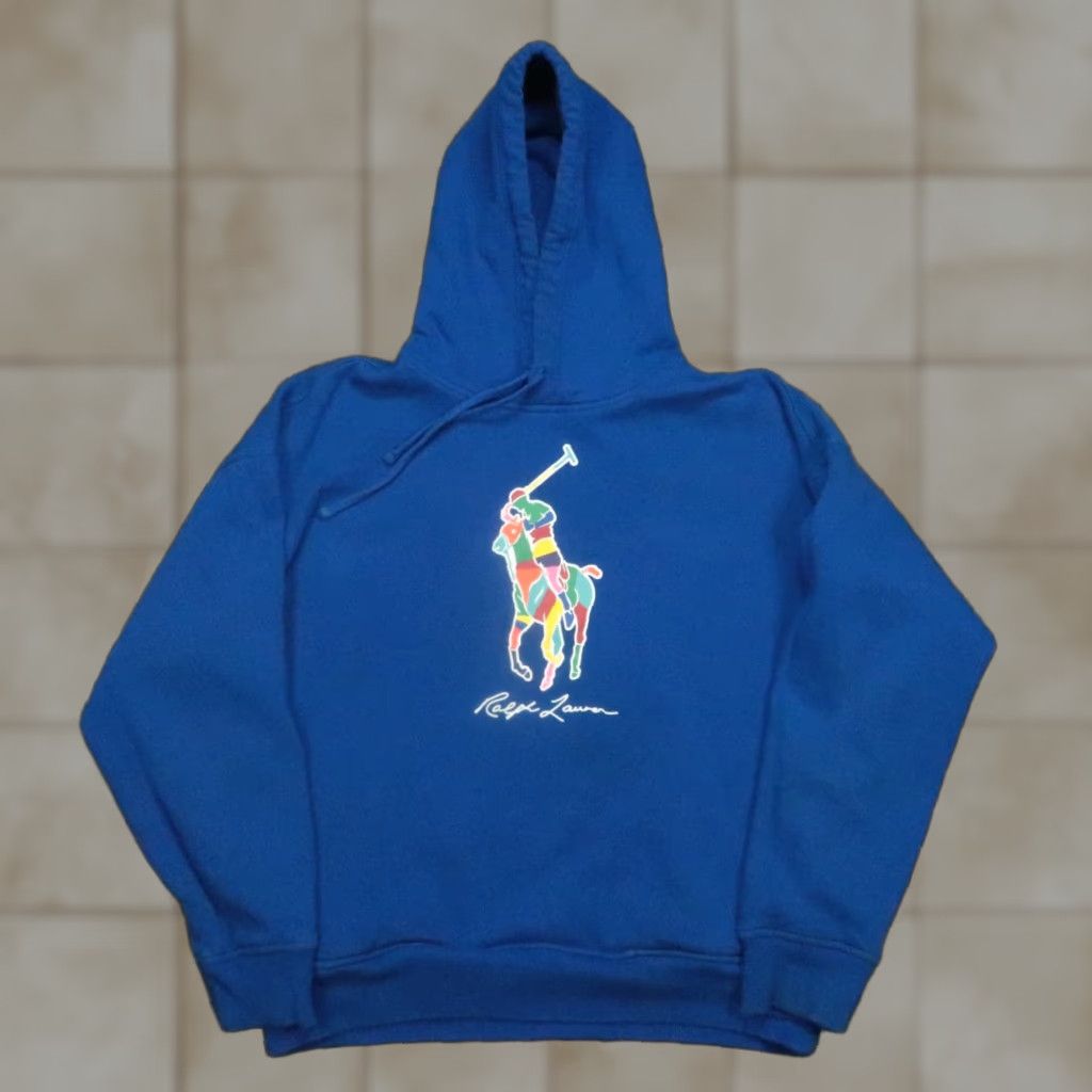 Polo Ralph Lauren Polo Ralph Lauren Hoodie Mens Medium Blue Rainbow Big Pony Pullover Big Fit Shirt Womens? No, ignore. Size US M / EU 48-50 / 2 - 1 Thumbnail