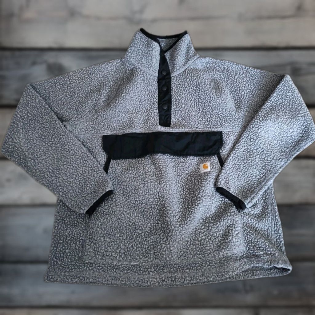 Carhartt Carhartt Women's Relaxed Fit Deep-Pile Fleece Quarter-Snap Pullover Slate Gray M Size M / US 6-8 / IT 42-44 - 1 Thumbnail