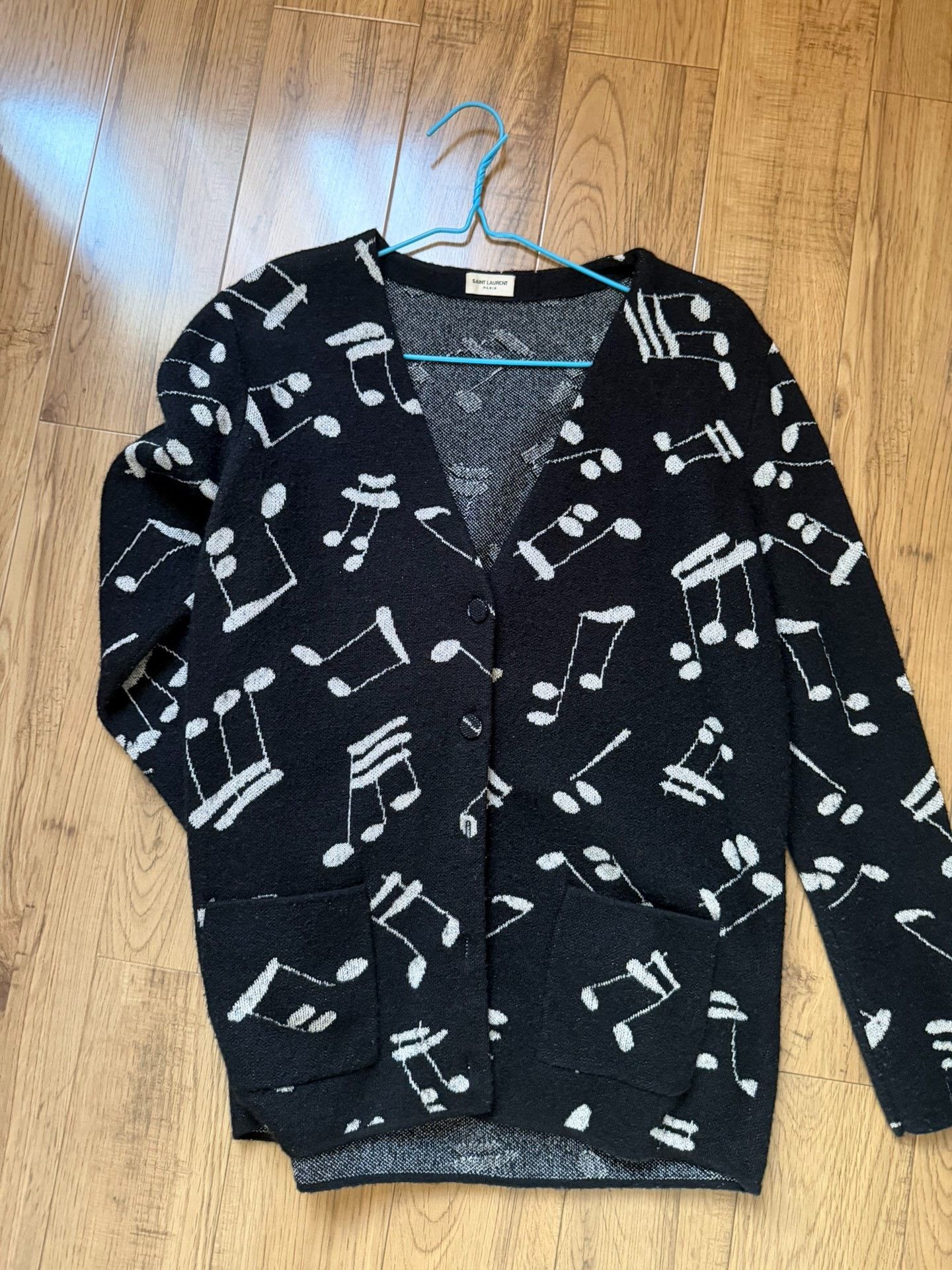 Saint Laurent Paris YSL Black Music Note Cardigan M Size US M / EU 48-50 / 2 - 1 Thumbnail