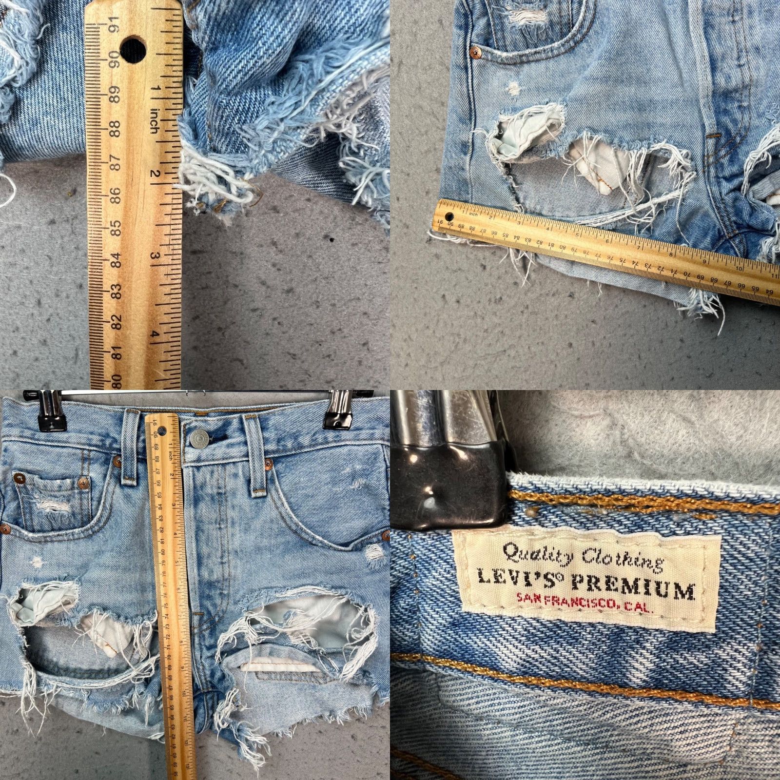 Levi's Levi's 501 Womens Size 24 High-Waisted Distressed Light-Wash Denim Shorts Blue Light Denim Shorts Women 501 Size 42" / US 20 - 8 Thumbnail