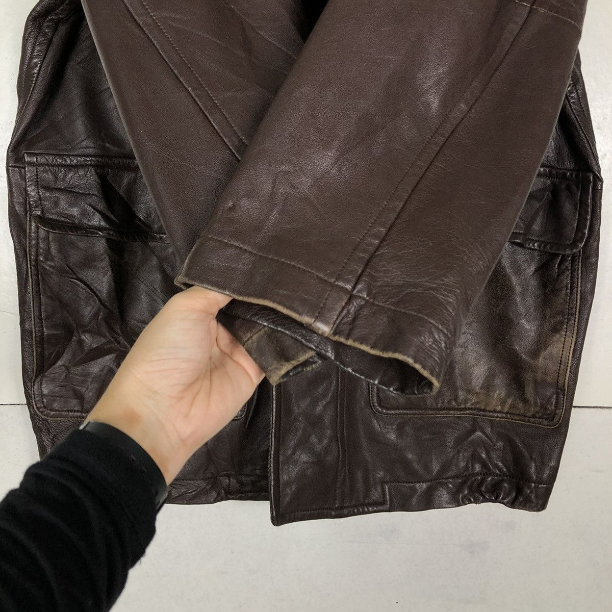 Issey Miyake 🔥VINTAGE BIKER LEATHER JACKET INTERMEZZO ISSEY MIYAKE Size US M / EU 48-50 / 2 - 15 Thumbnail