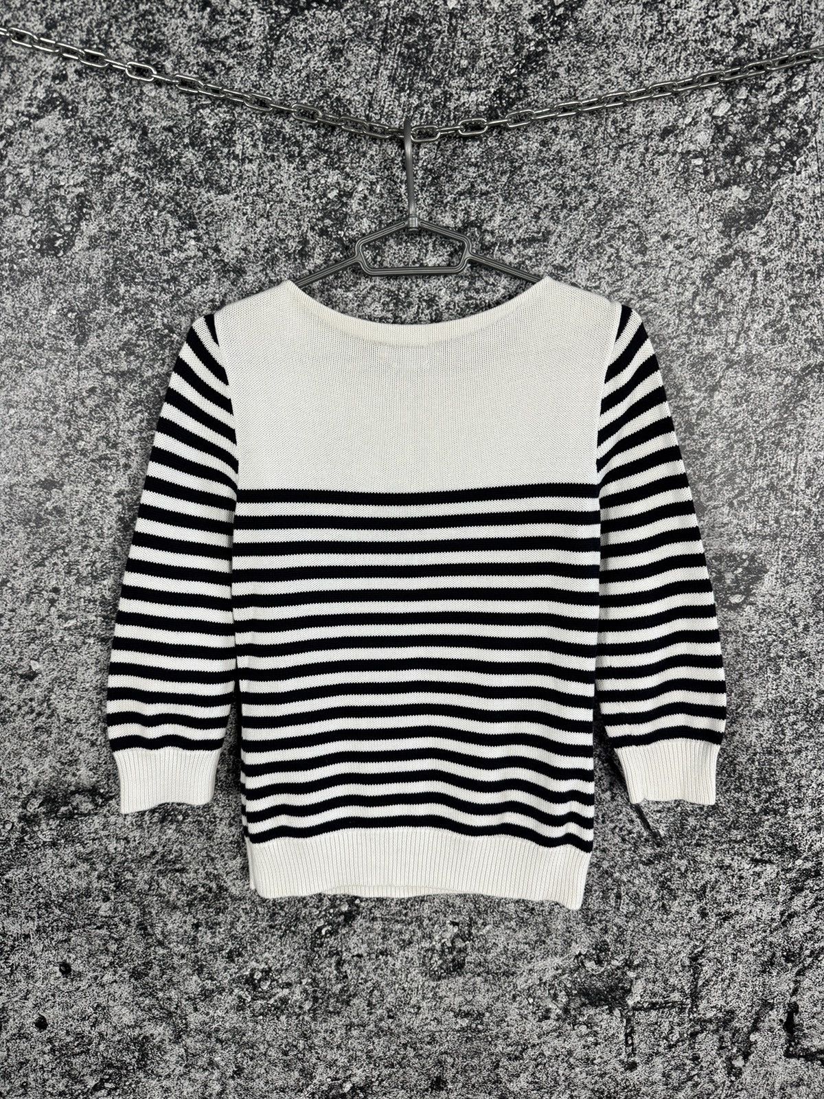 Lauren Ralph Lauren Lauren Ralph Lauren Denim Knit Striped Sweater Anchor Logo Size M / US 6-8 / IT 42-44 - 10 Thumbnail