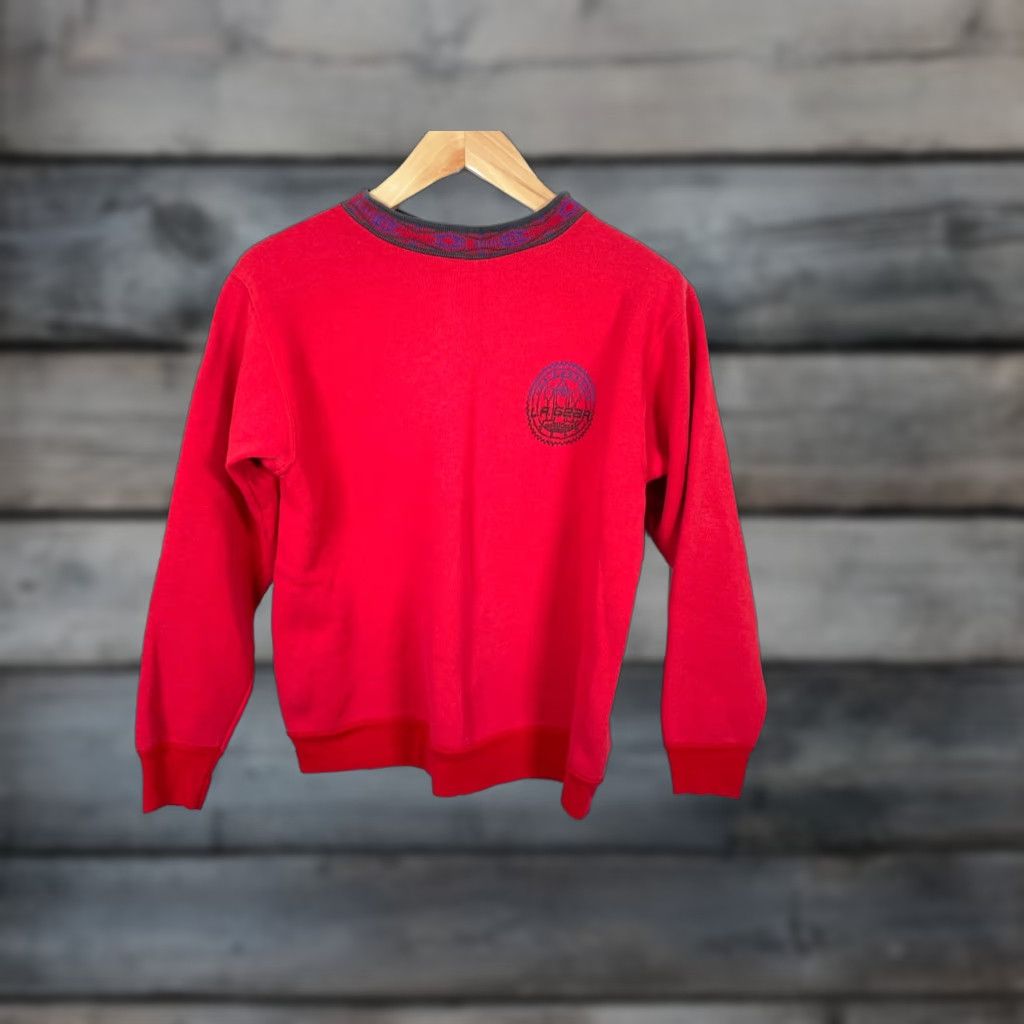 La Gear VINTAGE LA Gear Sweatshirt Mens Adult Medium Red 90s Aztec Graphic Print Crew Neck Pullover Cotton Polyester Fleece VTG Size US M / EU 48-50 / 2 - 1 Thumbnail