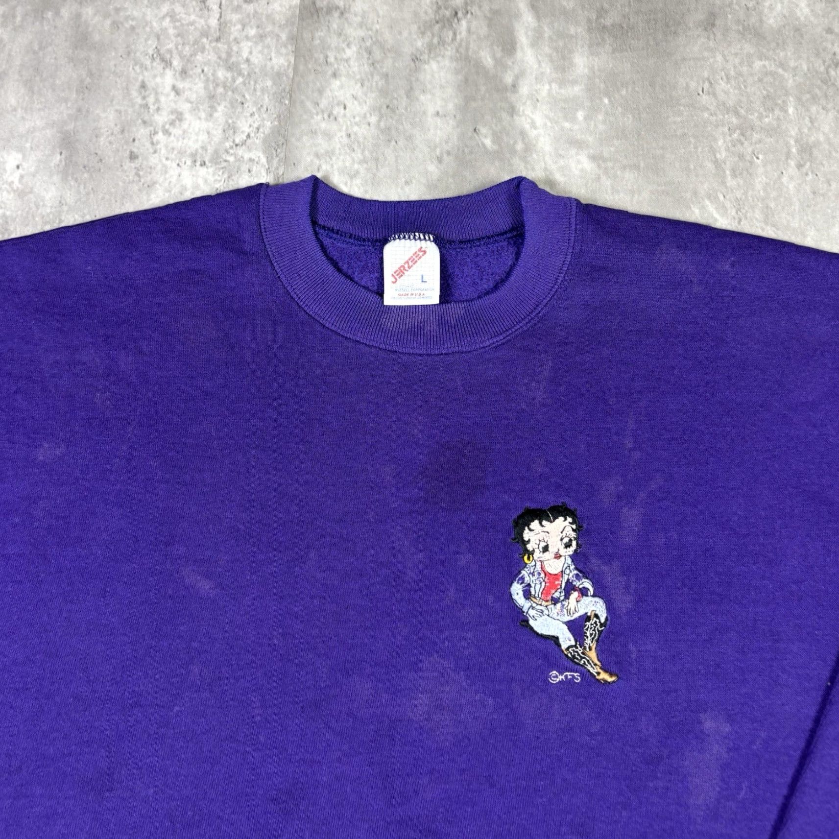 Jerzees VINTAGE Betty Boop Sweatshirt Embroidered Looney Tunes 90s Cartoon Size L USA Size US L / EU 52-54 / 3 - 3 Thumbnail