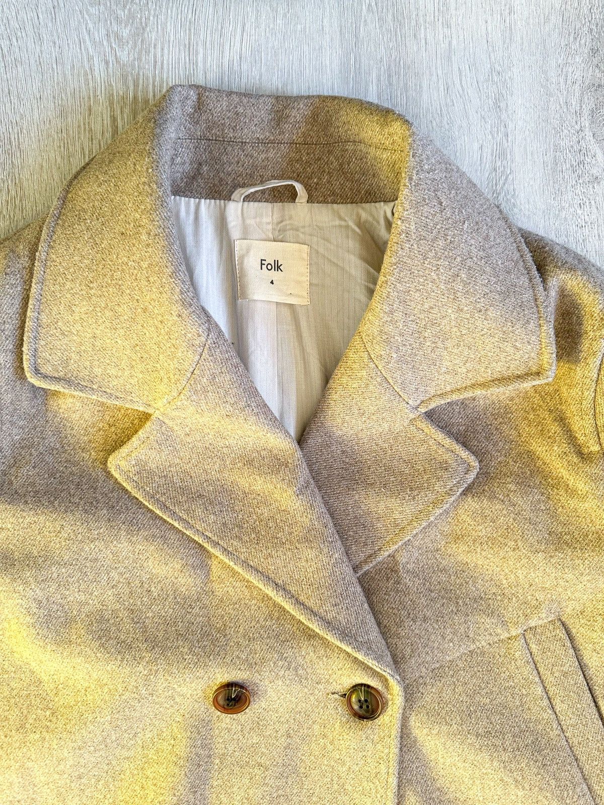 Folk FOLK Mens Sand Oat Beige Double Breasted Pocket Front Coat Size US L / EU 52-54 / 3 - 2 Thumbnail