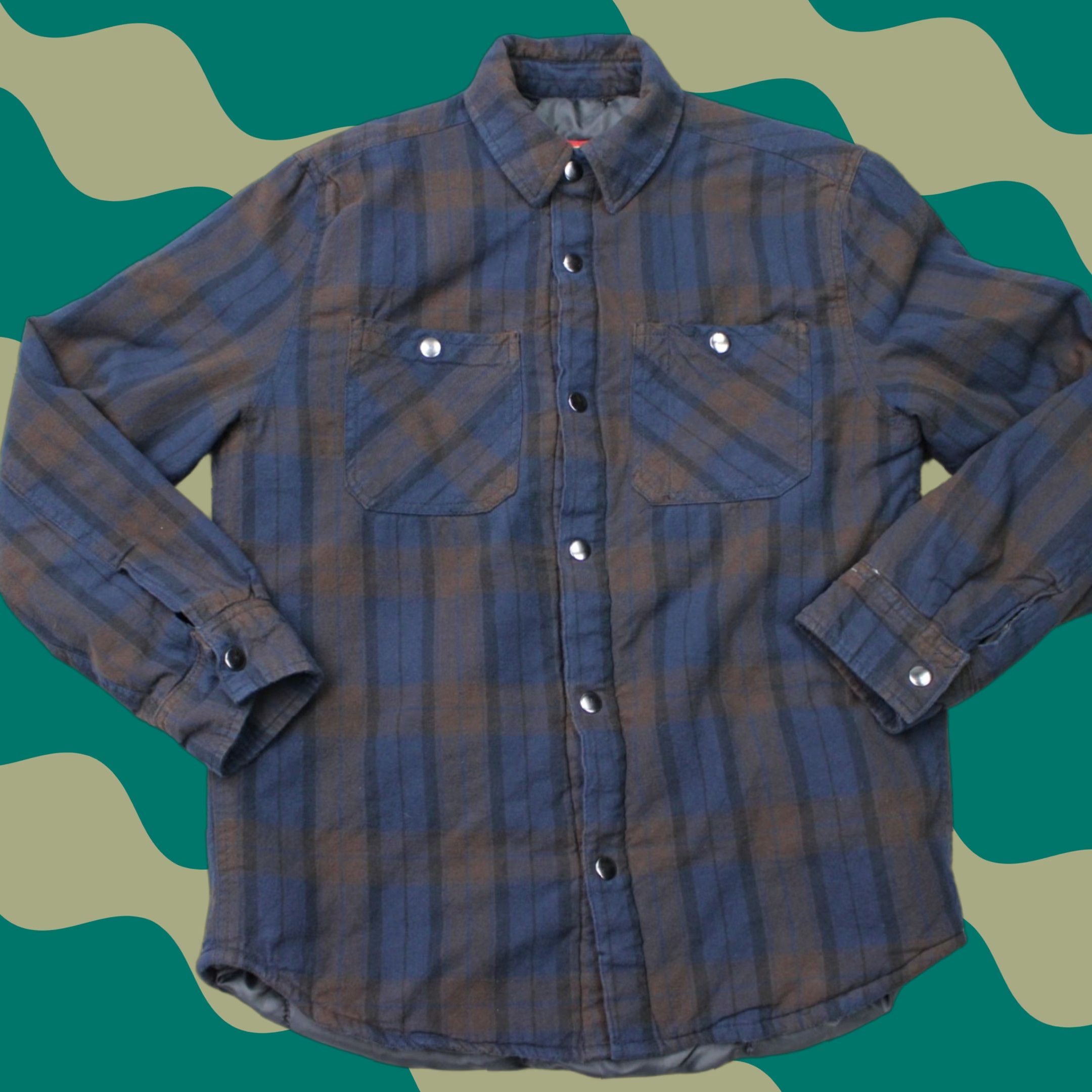 JCPenney VINTAGE JC Penny Shacket Mens Small Blue/Gray Plaid Lined Flannel Button-Up Shirt Busy Workwear Casual Retro 60s 70s Mens Small Button-Front Cardi Size US S / EU 44-46 / 1 - 1 Thumbnail