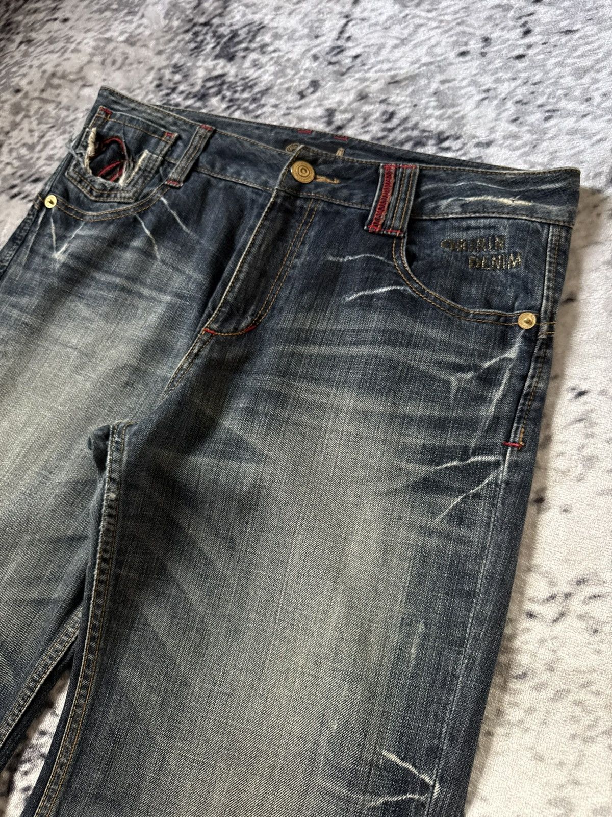 Japanese Brand Oririn Dr Denim Embroidered Flared Wide Leg Jeans Size US 34 / EU 50 - 14 Thumbnail