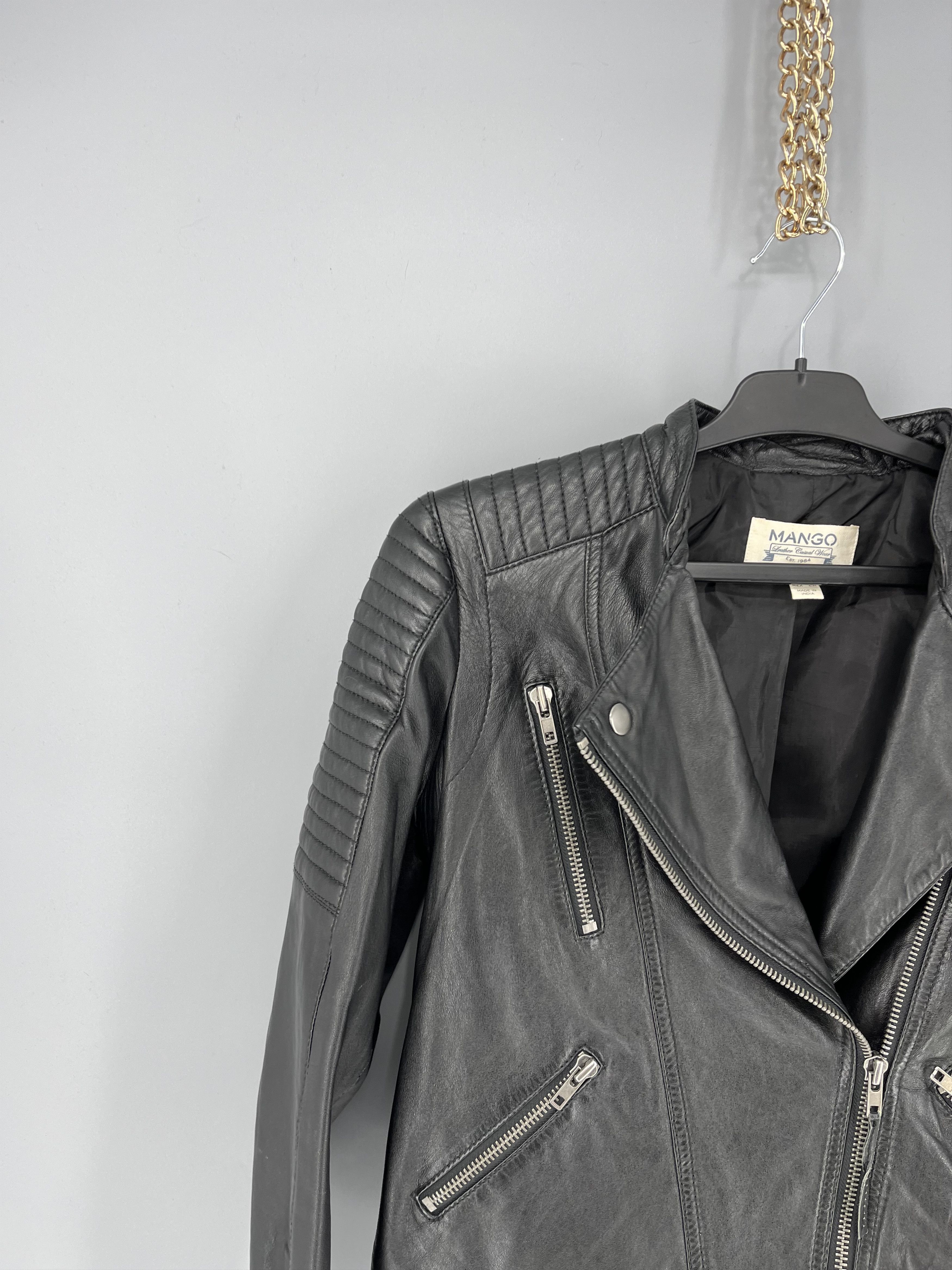 Leather Mango Black Leather Biker Jacket Racing Moto HONDA BMW Size S / US 4 / IT 40 - 4 Thumbnail