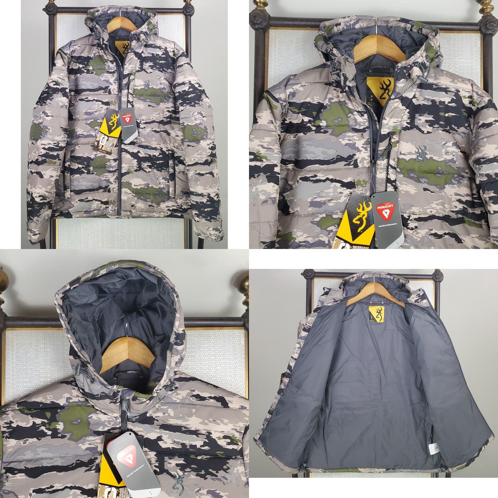 Vintage Browning Mens Full Zip Hooded Ovix Camouflage Primaloft Silver Insulated Jacket Size US M / EU 48-50 / 2 - 8 Thumbnail