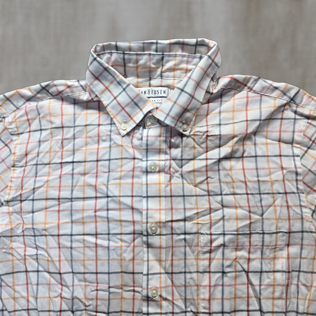 Van Heusen Van Heusen Shirt Button-Up Men 16.5 Reg White Checkered Long Sleeve Collared VINTAGE No 16.5 32/33 Size US L / EU 52-54 / 3 - 1 Thumbnail